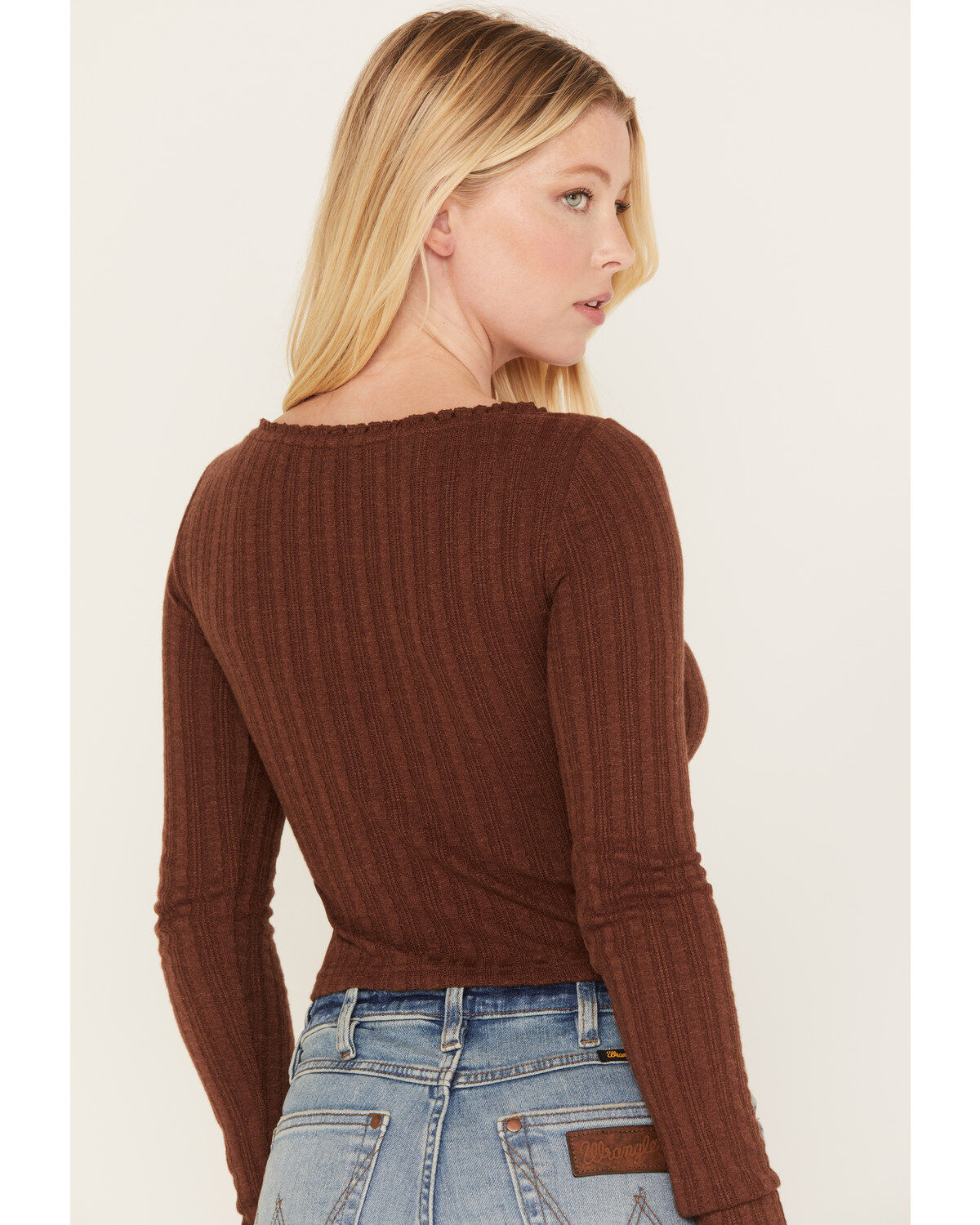 Shyanne Women's Pointelle Ruffle Trim Crop Top