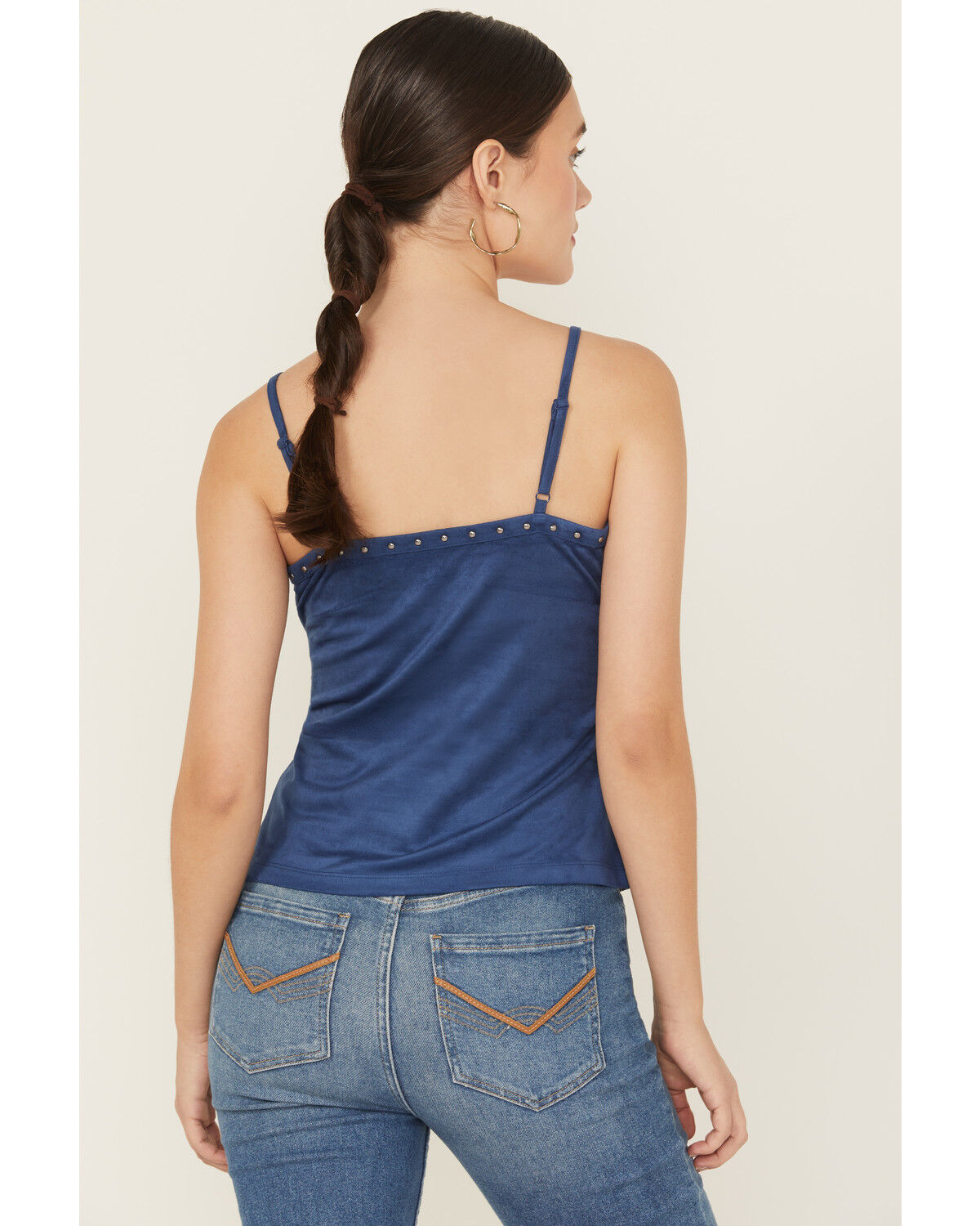 Idyllwind Women's Faux Suede Studded Fringe Sleeveless Tank Top