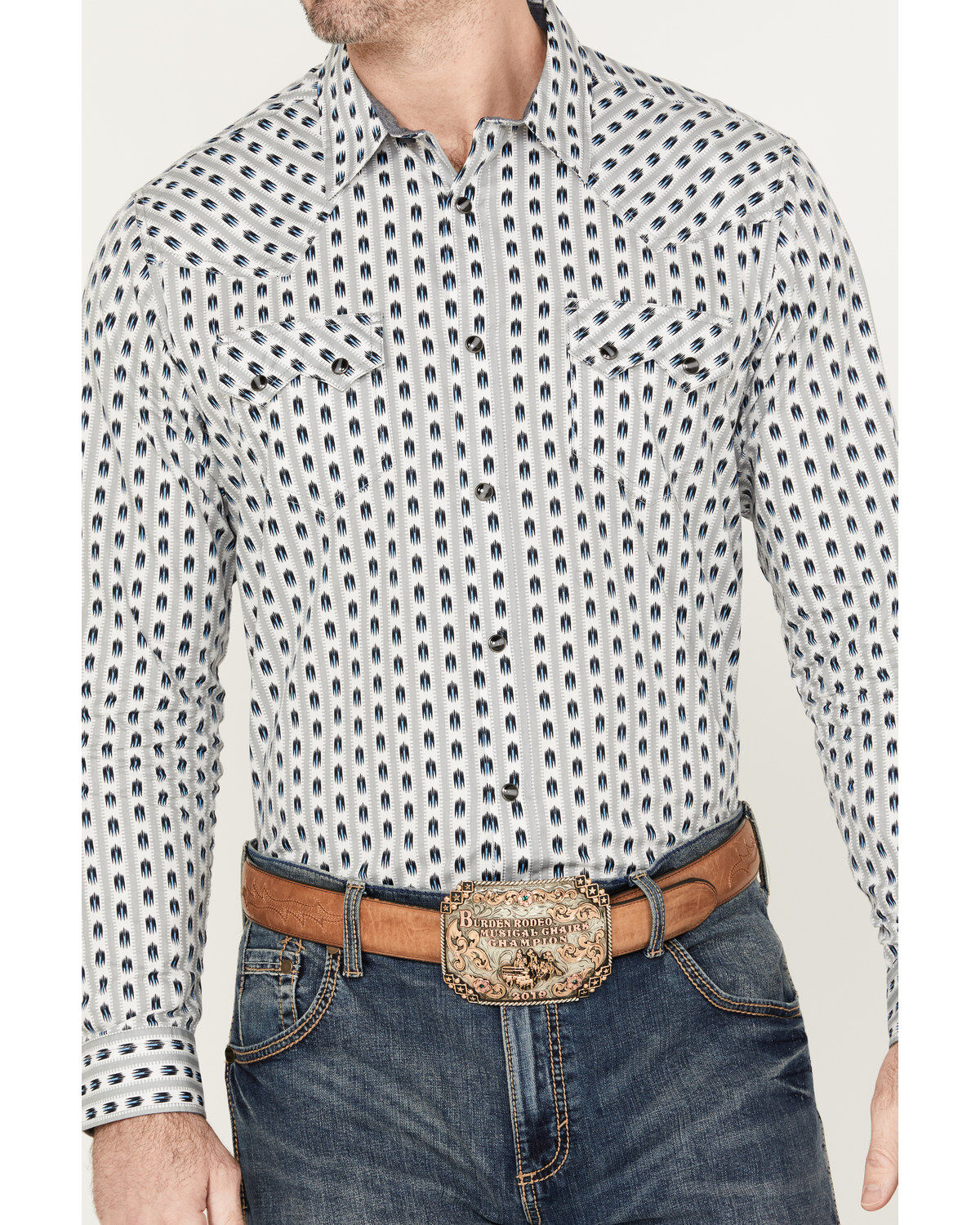 Cody James Men's Marietas Geo Striped Long Sleeve Western Snap Shirt
