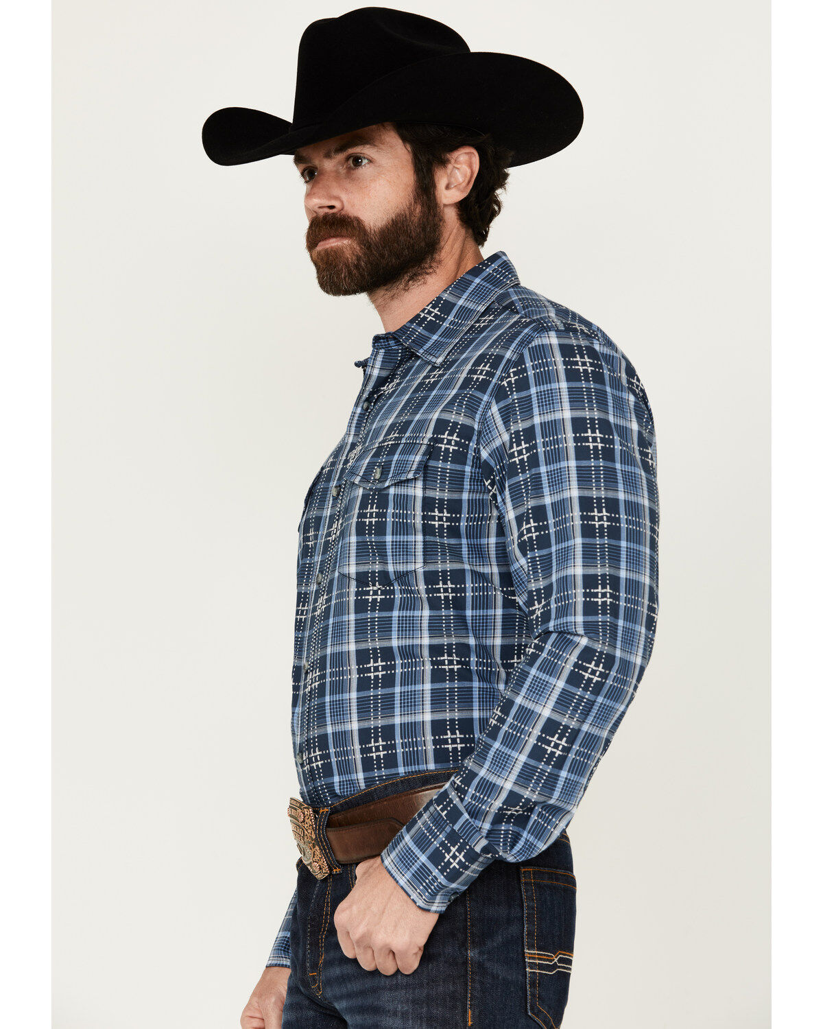 Wrangler Retro Men's Premium Plaid Print Long Sleeve Button-Down Western Shirt