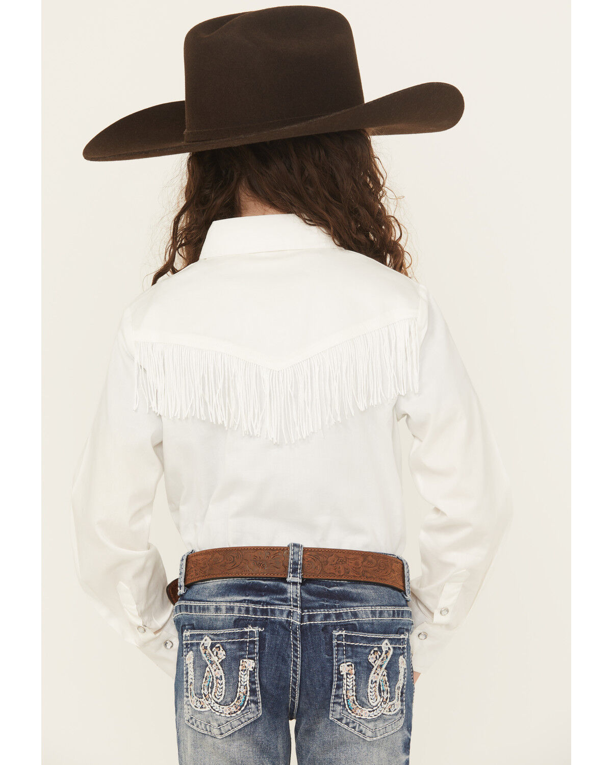 Shyanne Girls' Rhinestone Fringe Long Sleeve Snap Stretch Western Shirt