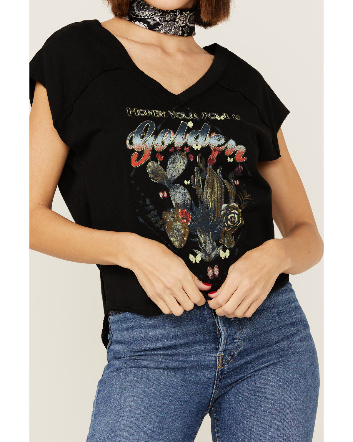 Shyanne Women's Honey Your Soul Is Golden Cactus Graphic Tee