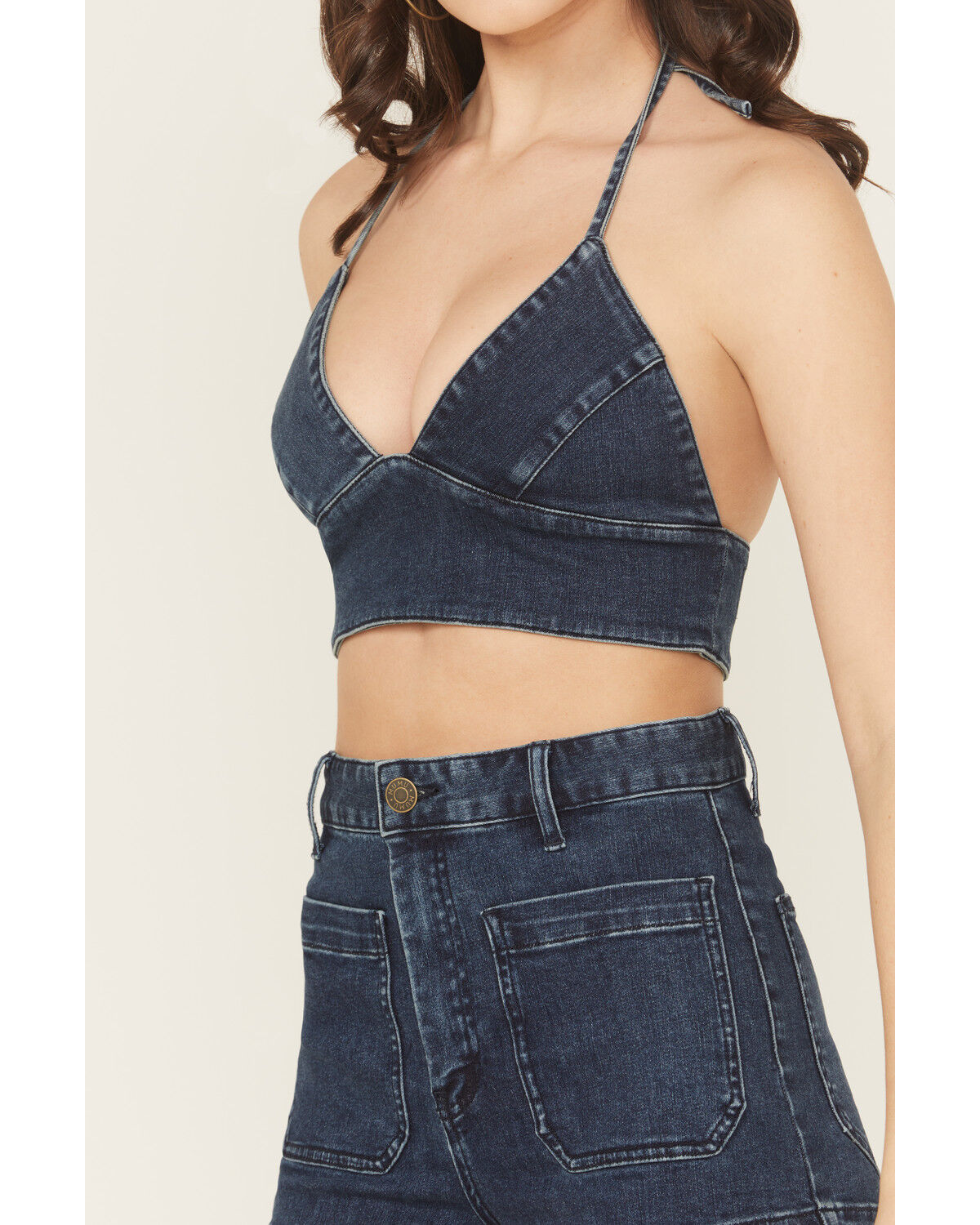 Show Me Your Mumu Women's Dark Wash Palm Springs Sleeveless Denim Shirt