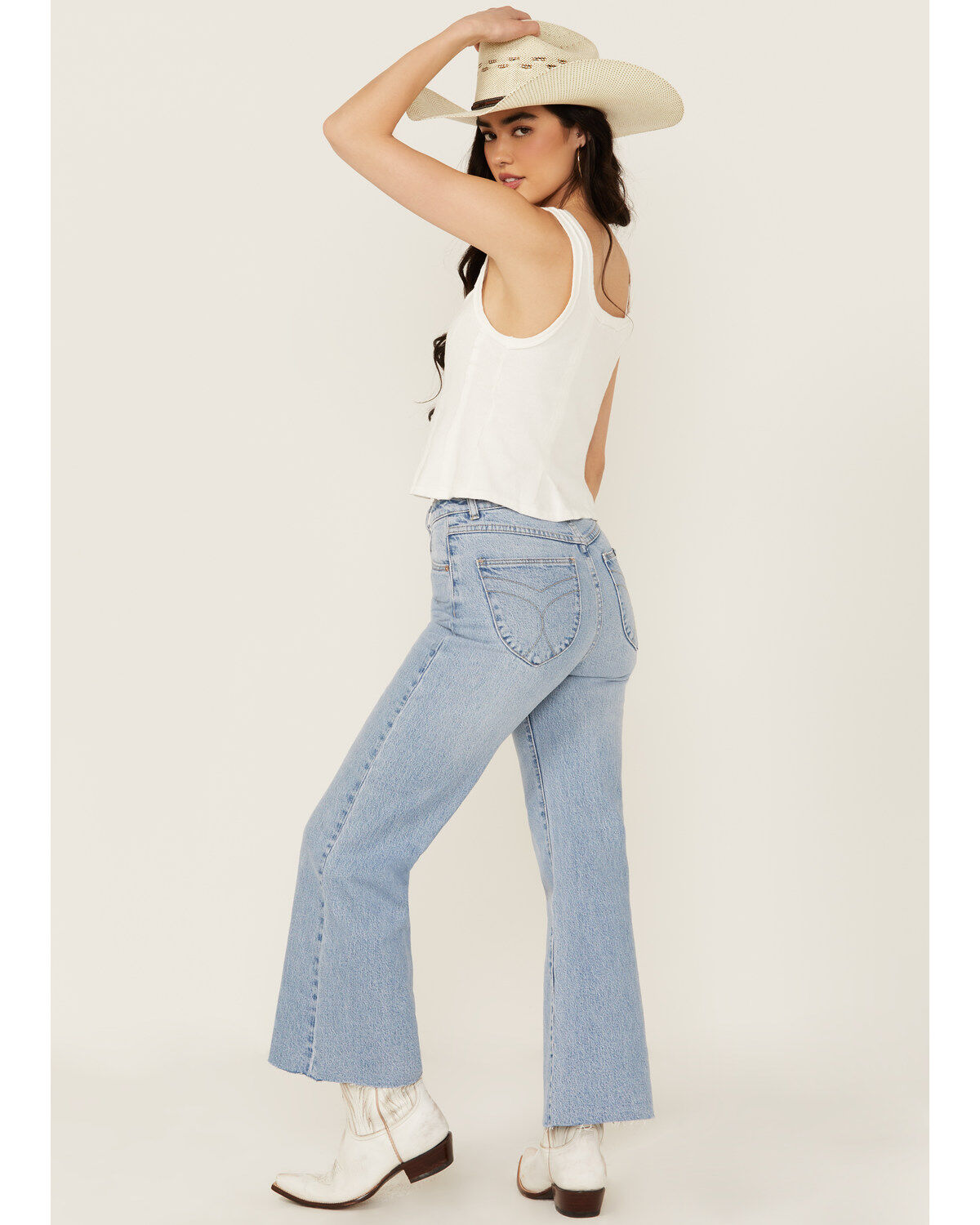 Rolla's Women's Light Wash Sunshine Eastcoast Ankle Flare Stretch Denim Jeans