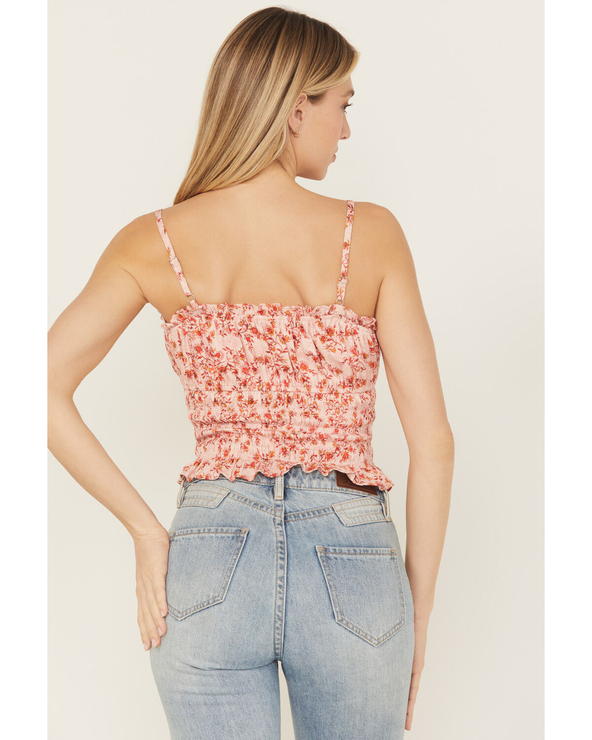 Shyanne Women's Floral Print Smocked Tie Front Top