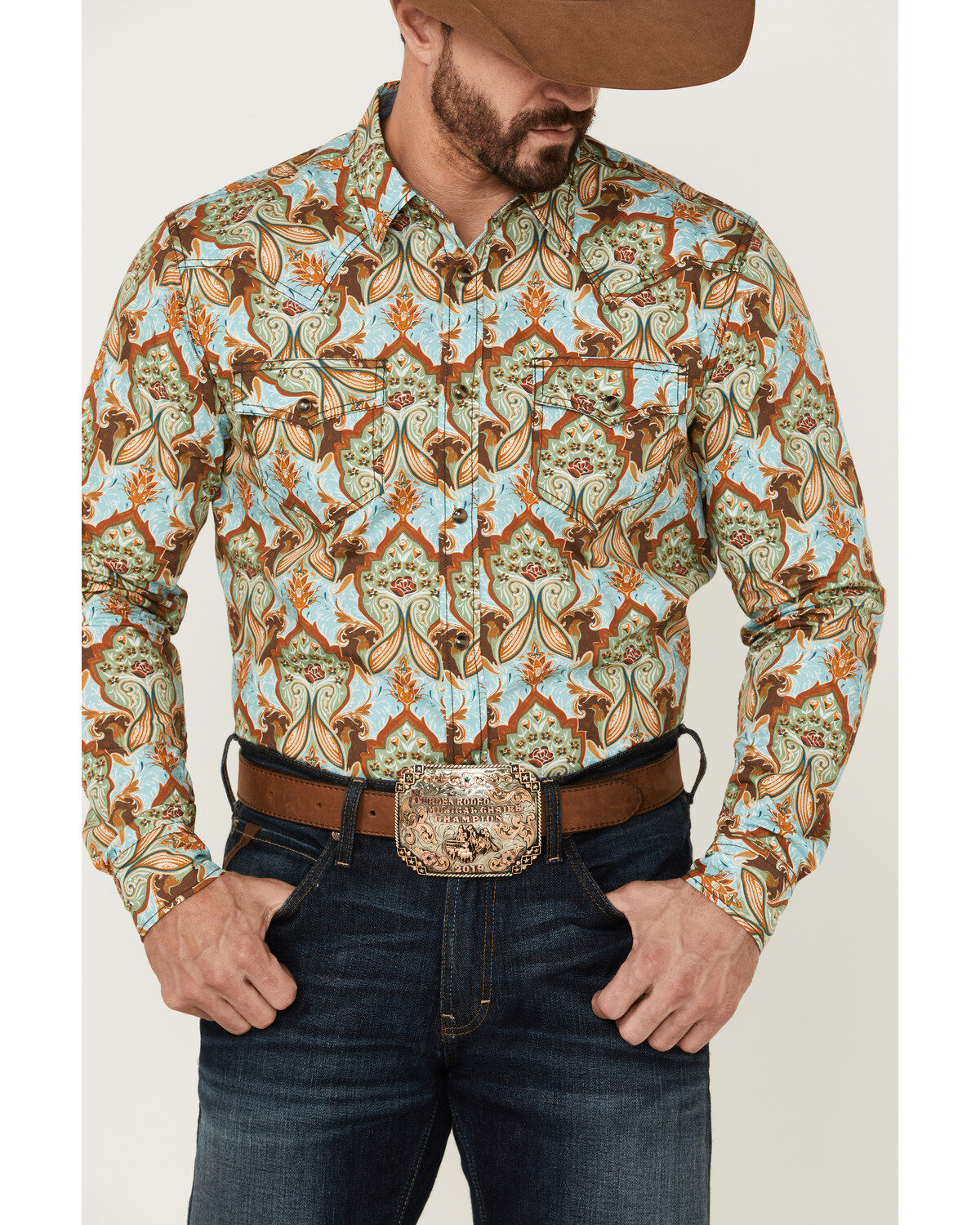 Cody James Men's Rushmore Print Long Sleeve Snap Western Shirt