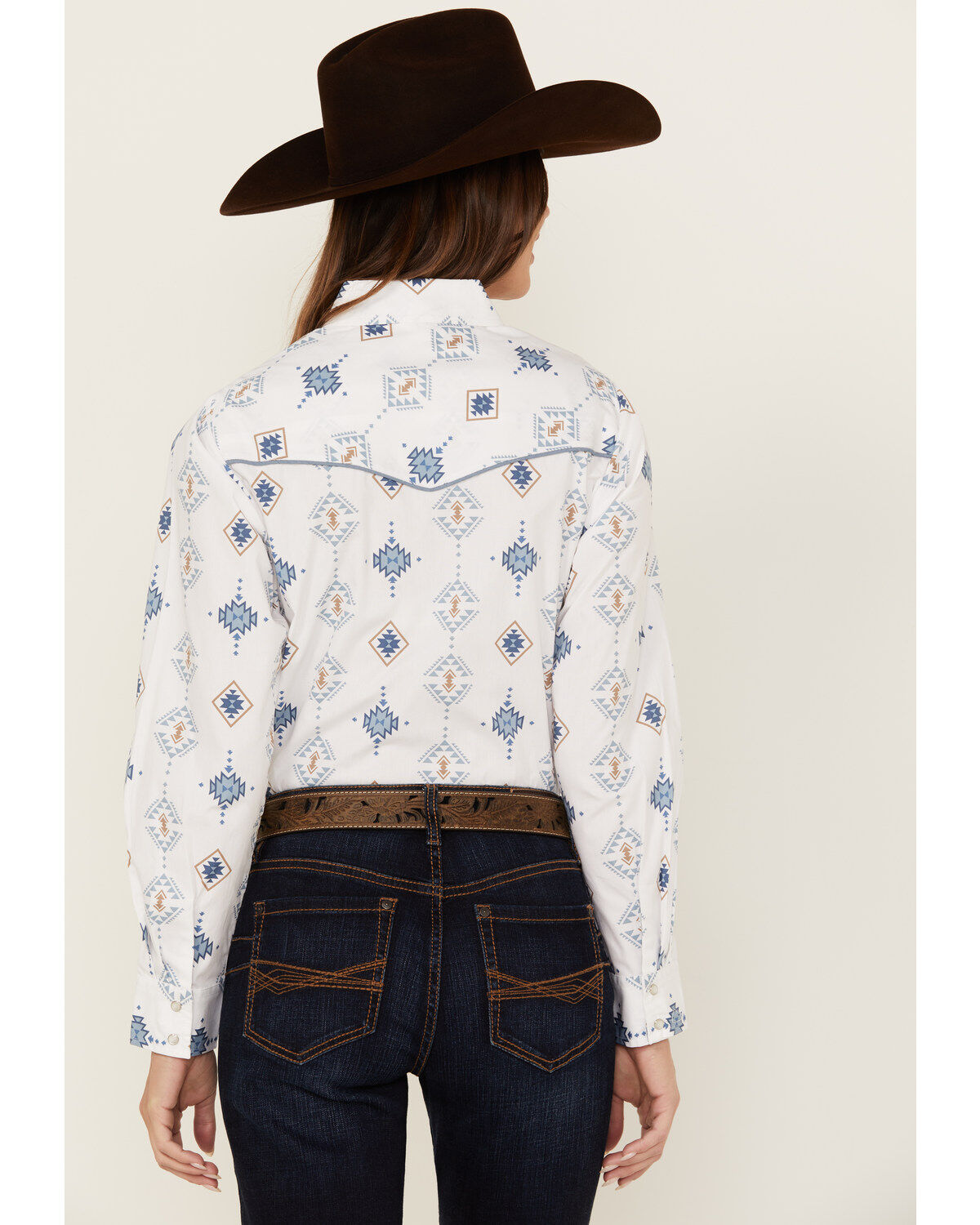 Ely Walker Women's Southwestern Print Long Sleeve Pearl Snap Western Shirt