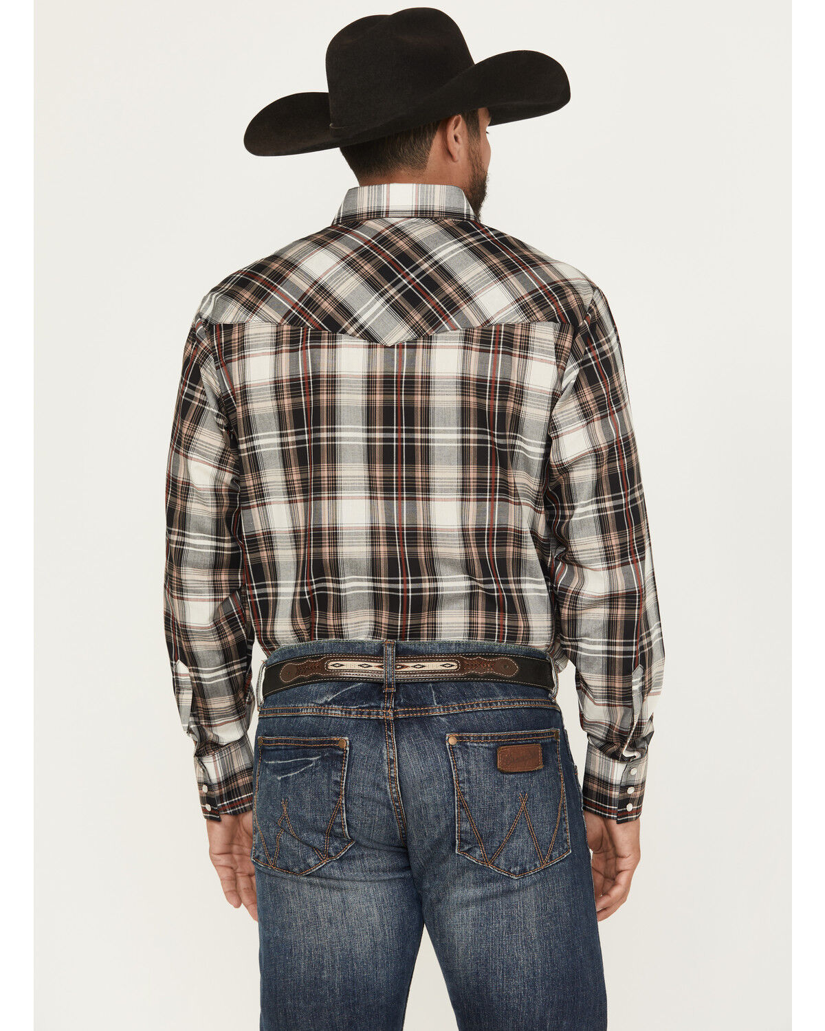 Ely Walker Men's Plaid Print Long Sleeve Pearl Snap Western Shirt