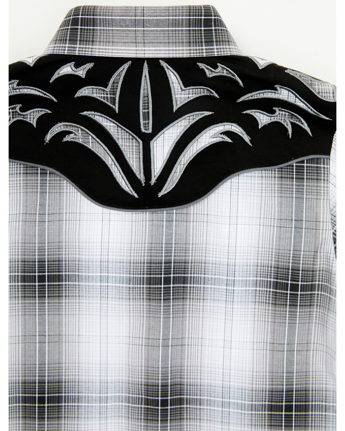 Rodeo Clothing Boys' Plaid Print Embroidered Long Sleeve Snap Western Shirt