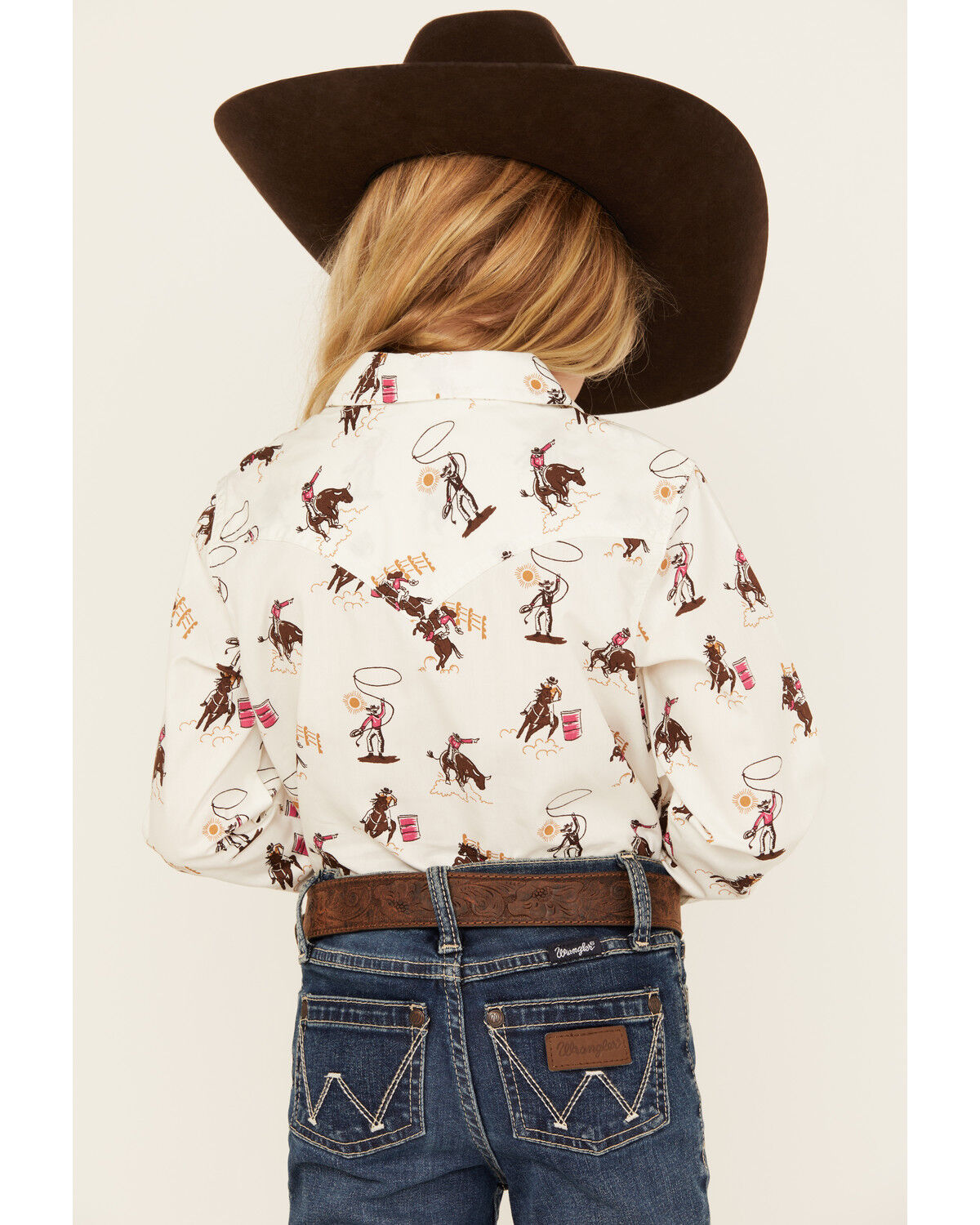 Wrangler Girls' Rodeo Long Sleeve Snap Western Shirt