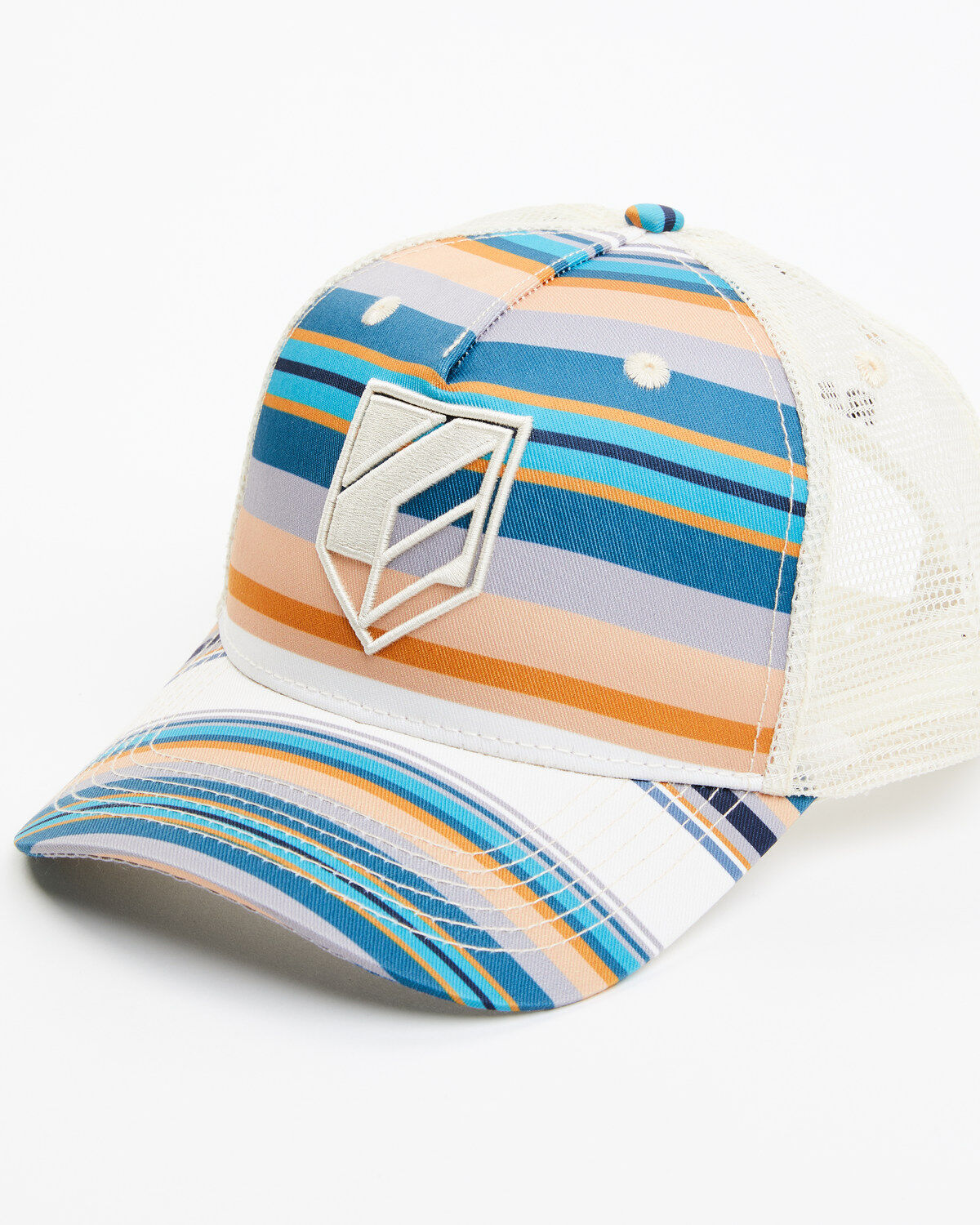 RANK 45® Women's Serape Stripe Embroidered Logo Mesh Back Trucker Cap