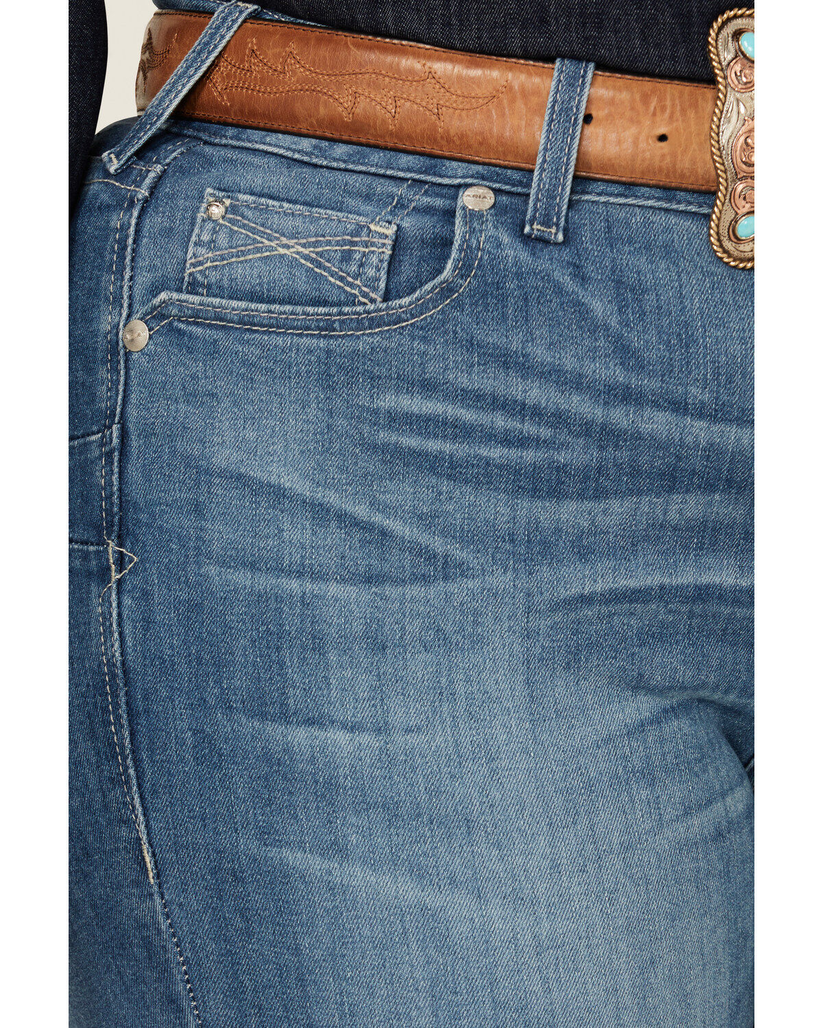Ariat Women's R.E.A.L Medium Wash Perfect Rise Clover Straight Jeans - Plus