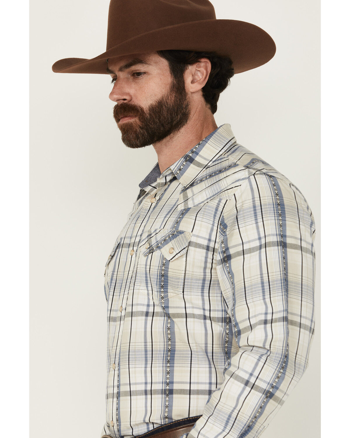 Cody James Men's Western Wind Plaid Print Long Sleeve Snap Western Shirt