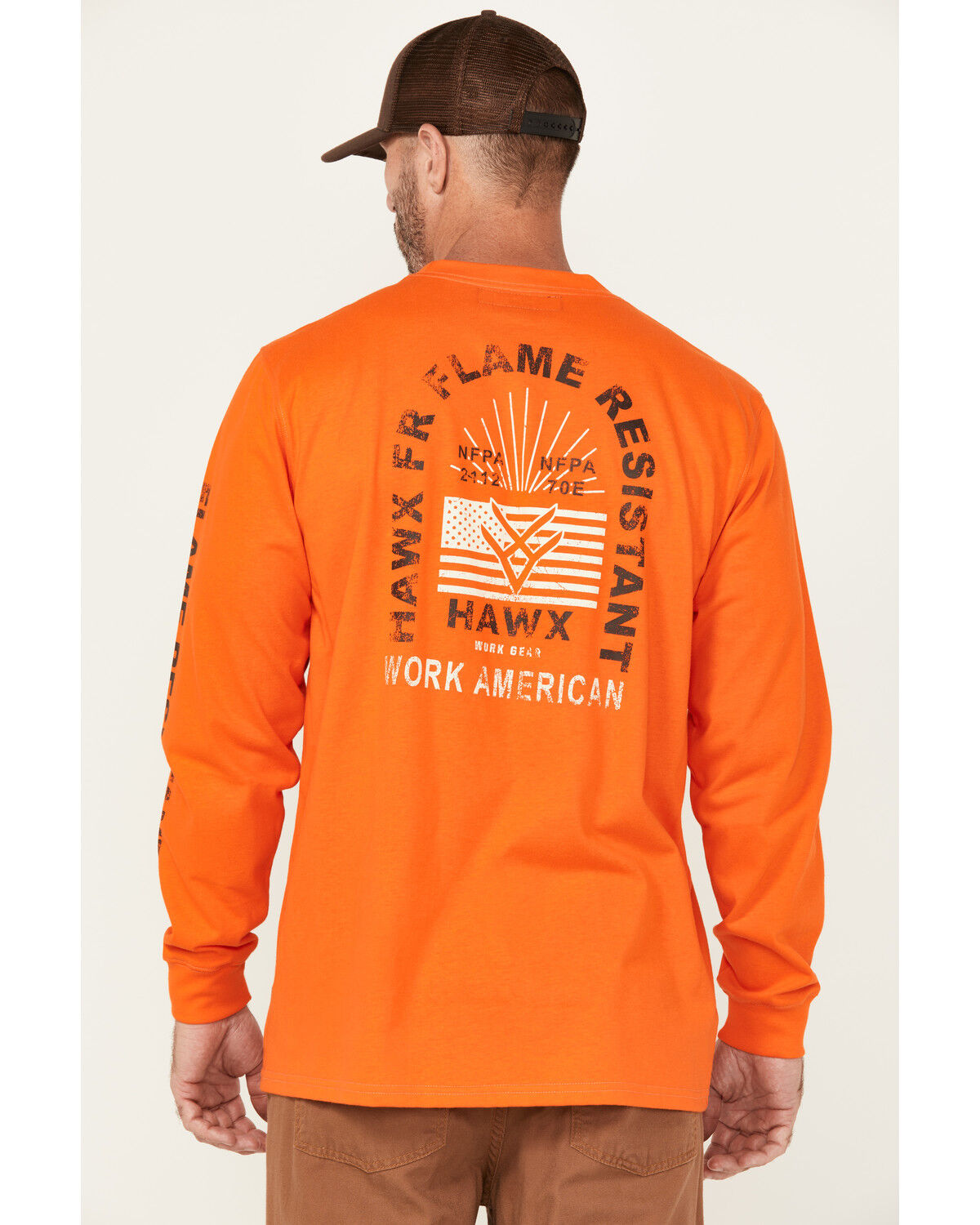Hawx Men's FR Work American Long Sleeve Graphic Work T-Shirt