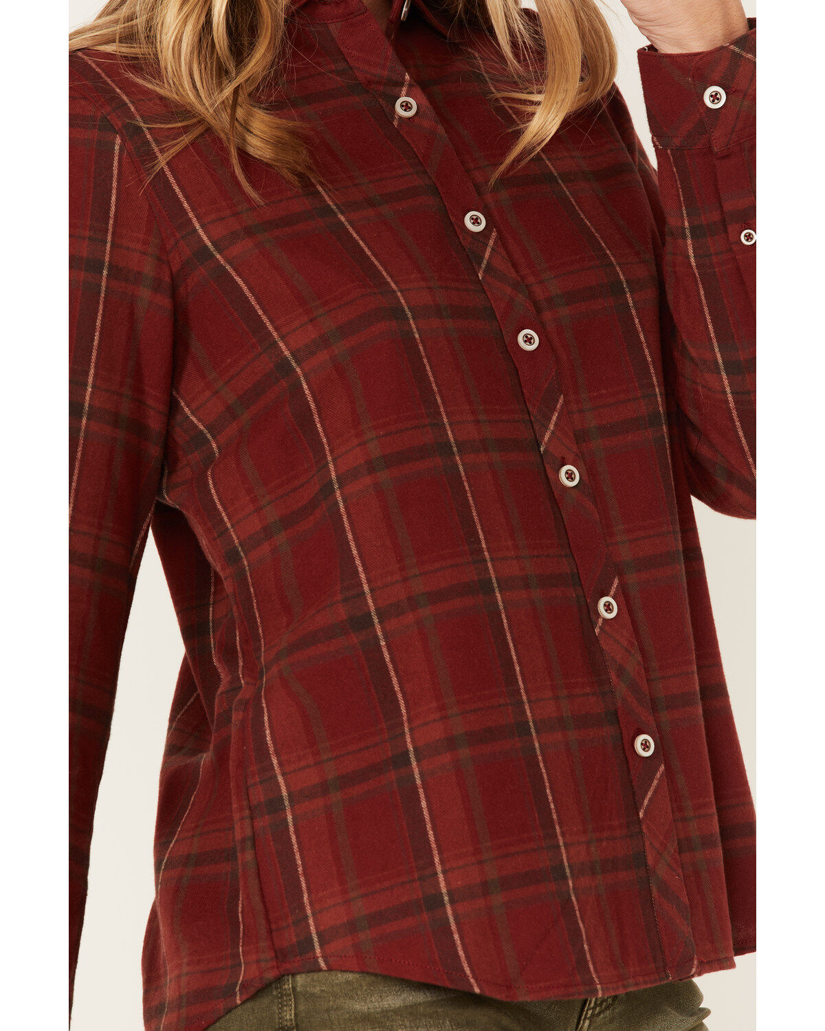 North River Women's Plaid Print Long Sleeve Button Down Flannel Shirt