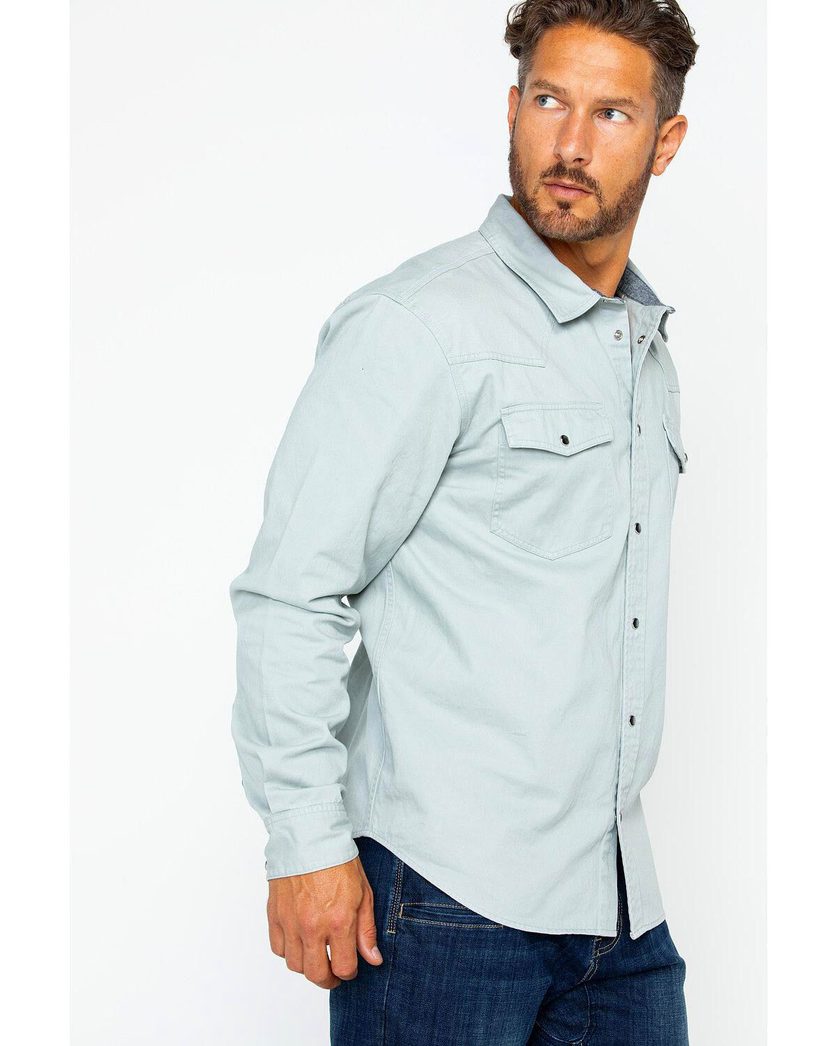 Hawx Men's Twill Pearl Snap Long Sleeve Western Work Shirt - Tall