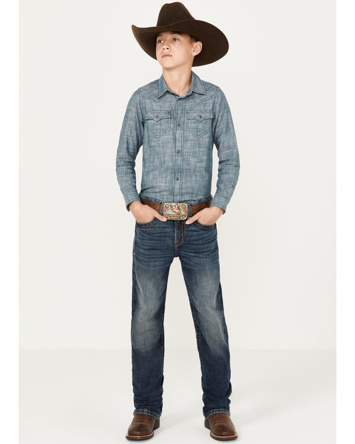 Ariat Boys' Medium Wash B4 Relaxed Stretch Bootcut Jeans