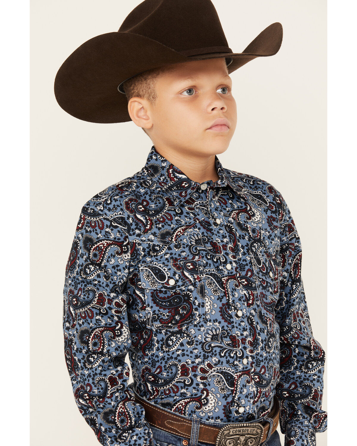 Cinch Boys' Paisley Print Long Sleeve Button-Down Western Shirt