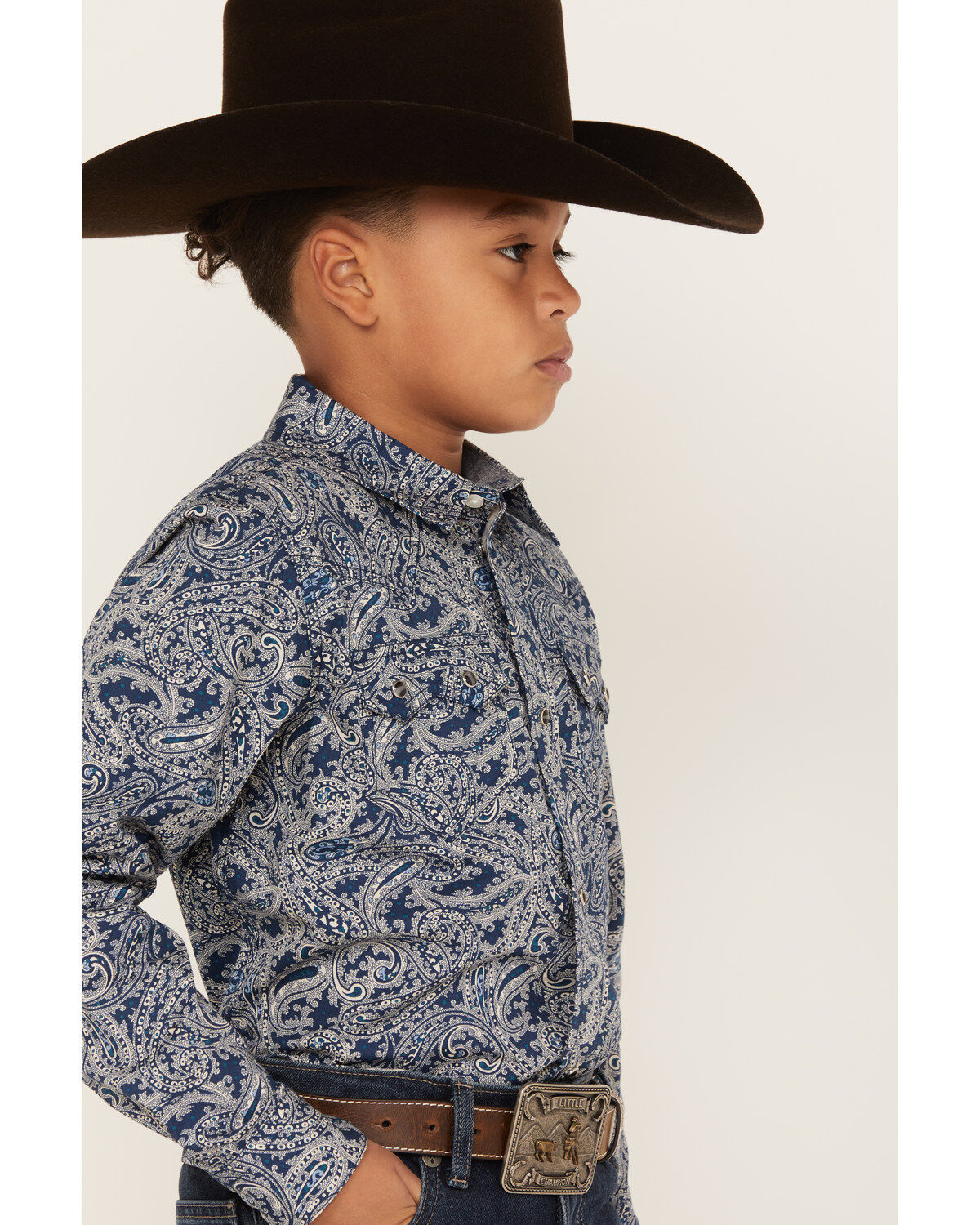 Cody James Boys' Paisley Print Long Sleeve Snap Western Shirt