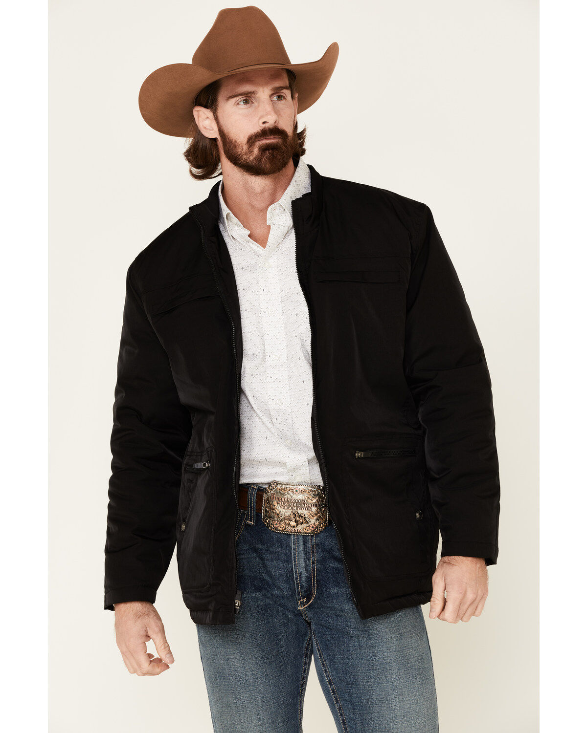 Cripple Creek Men's Black Nylon CC Barn Coat
