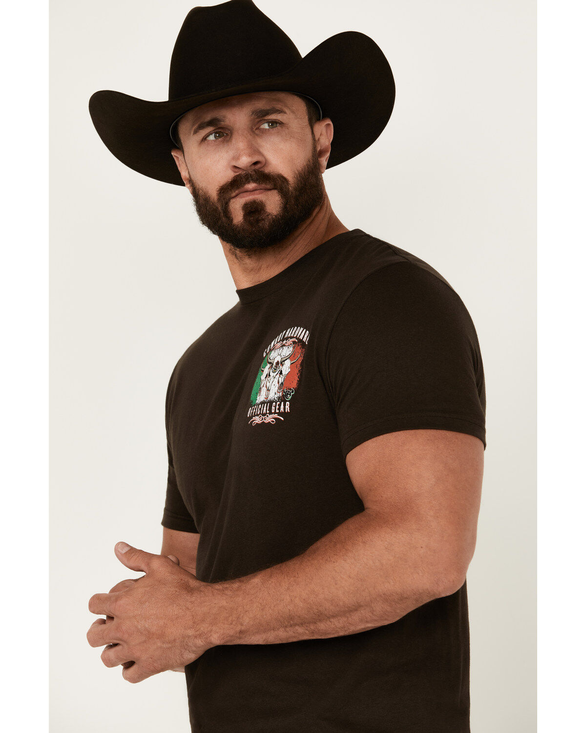 Cowboy Hardware Men's Triple Skull Mexican Flag Short Sleeve Graphic T-Shirt