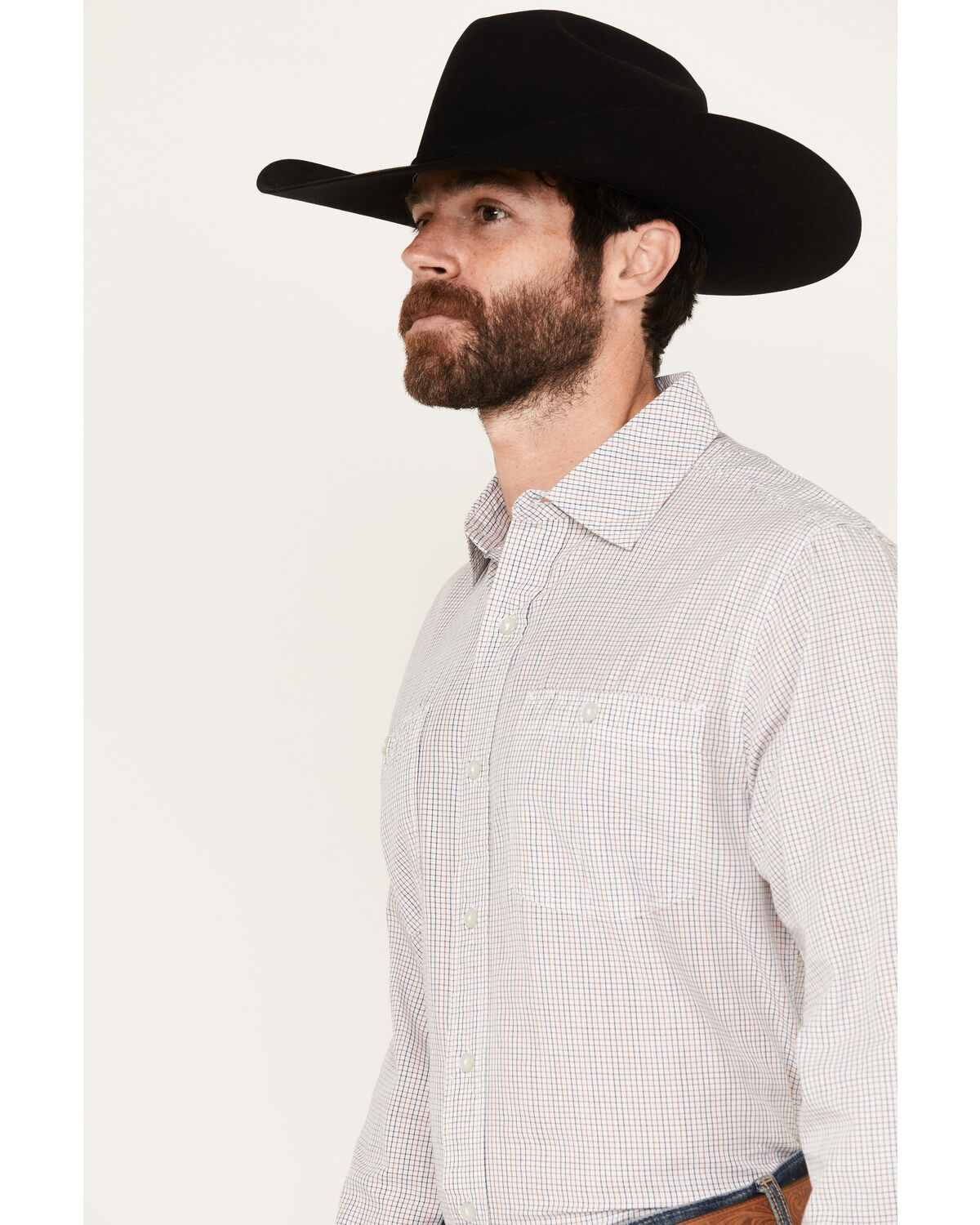 Resistol Men's Baker Plaid Print Long Sleeve Button Down Western Shirt