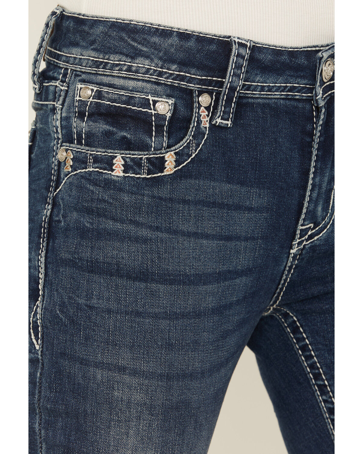 Grace in LA Women's Medium Wash Diamond Embroidered Mid Rise Bootcut Stretch Denim Jeans