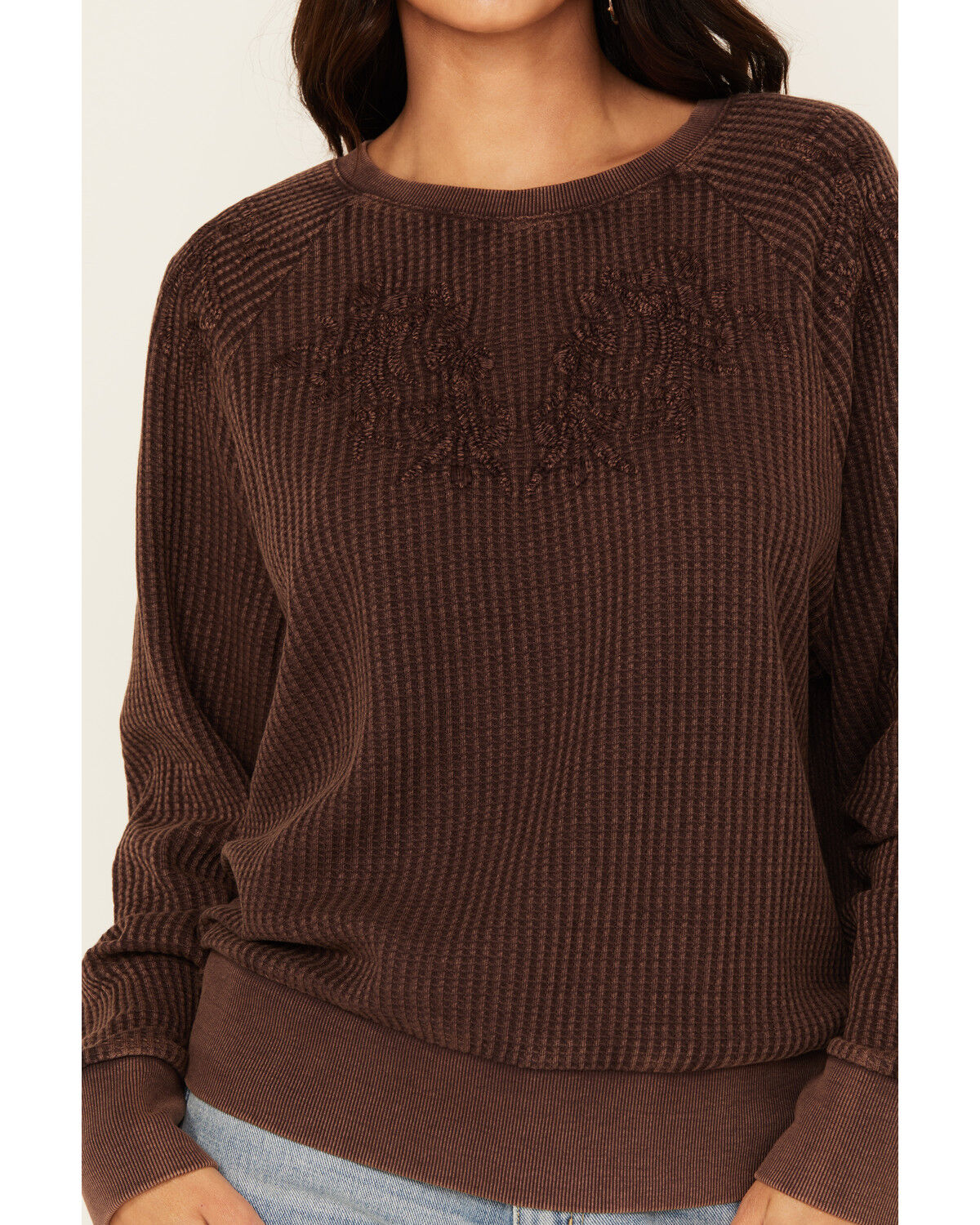 Cleo + Wolf Women's Waffle Knit Long Sleeve Top