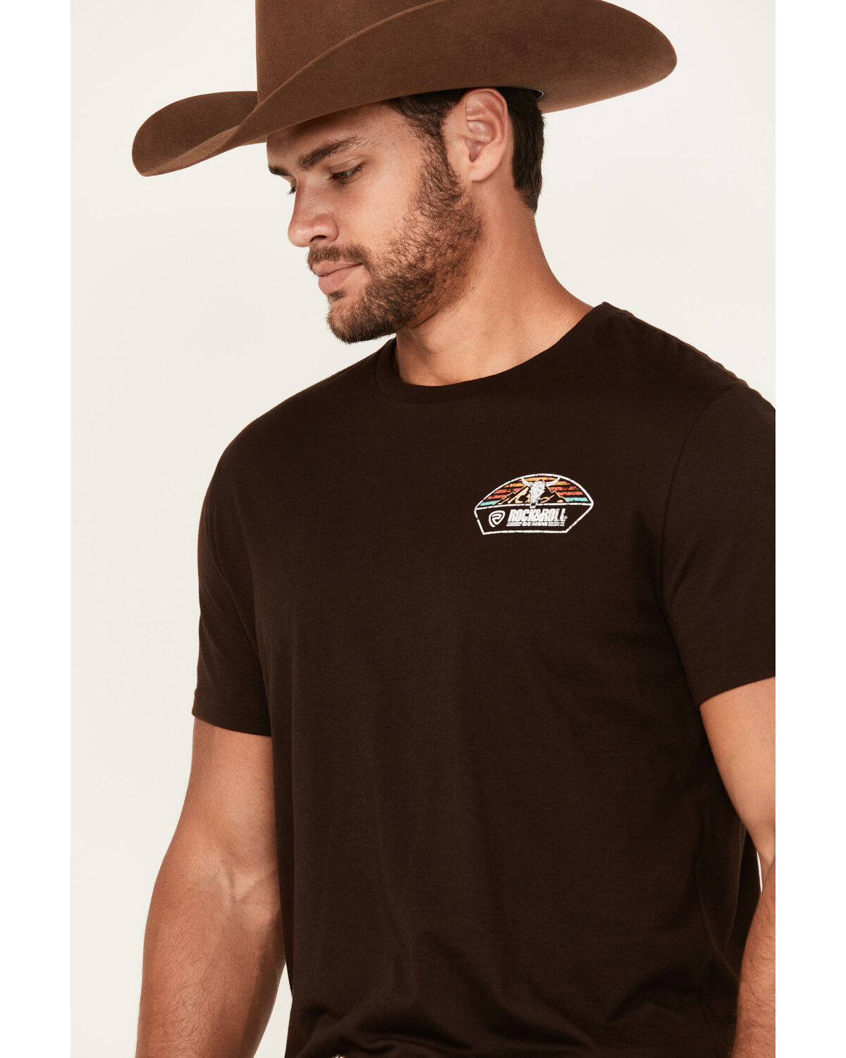 Rock & Roll Denim Men's Long Horn Short Sleeve Graphic T-Shirt