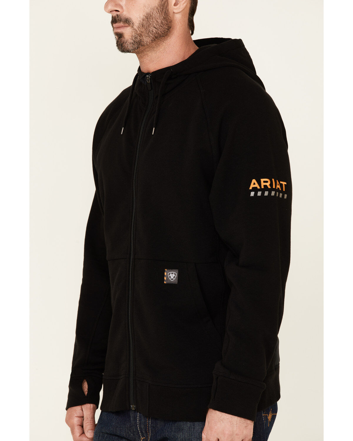 Ariat Men's Black Rebar Thermic Insulated Zip-Front Hooded Work Jacket