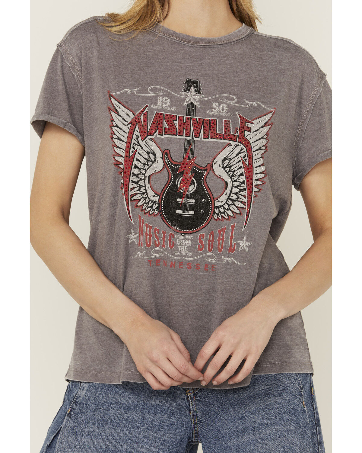 Blended Women's Nashville Embellished Short Sleeve Graphic Tee