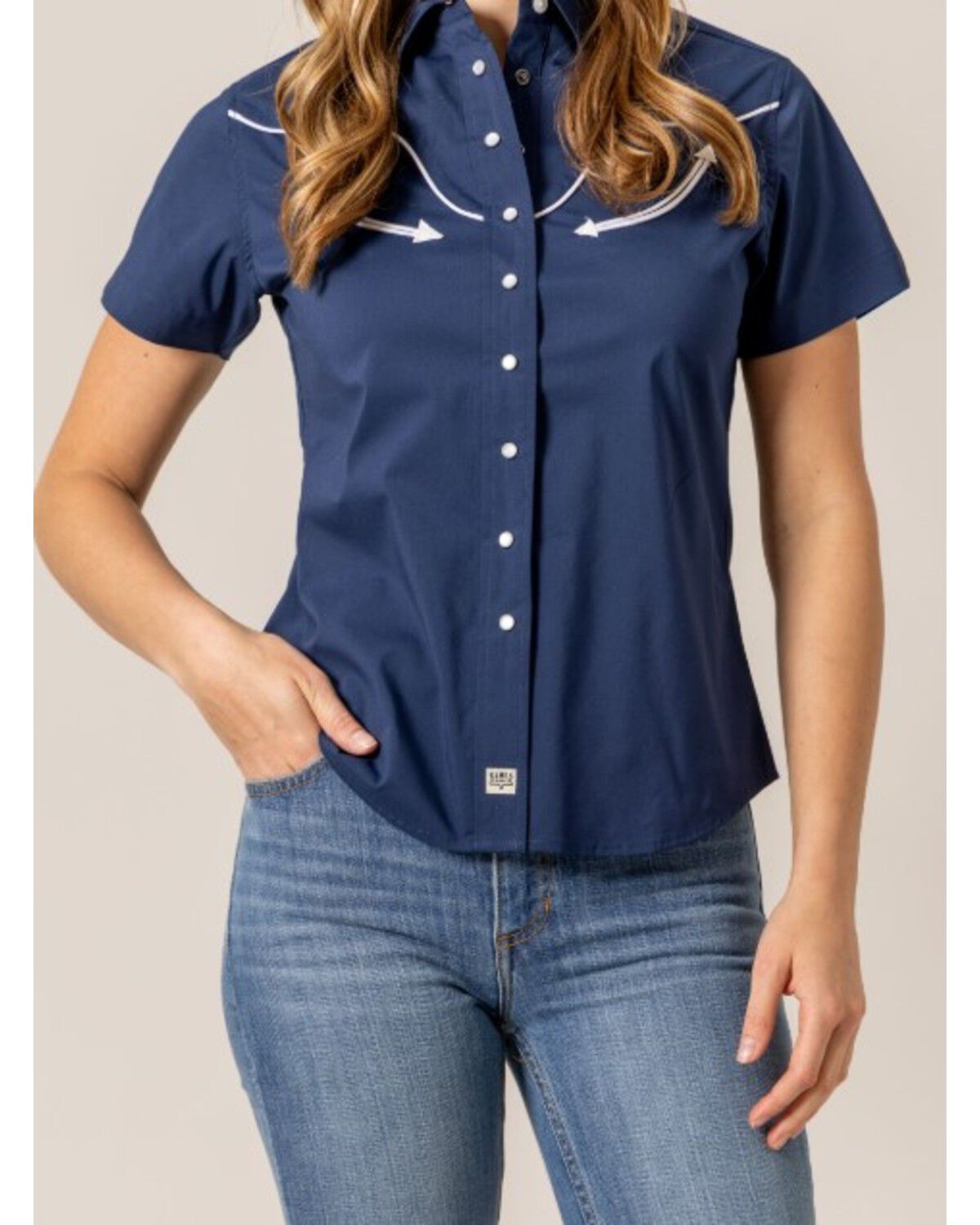 Kimes Ranch Women's Long Horn Solid Short Sleeve Snap Western Shirt