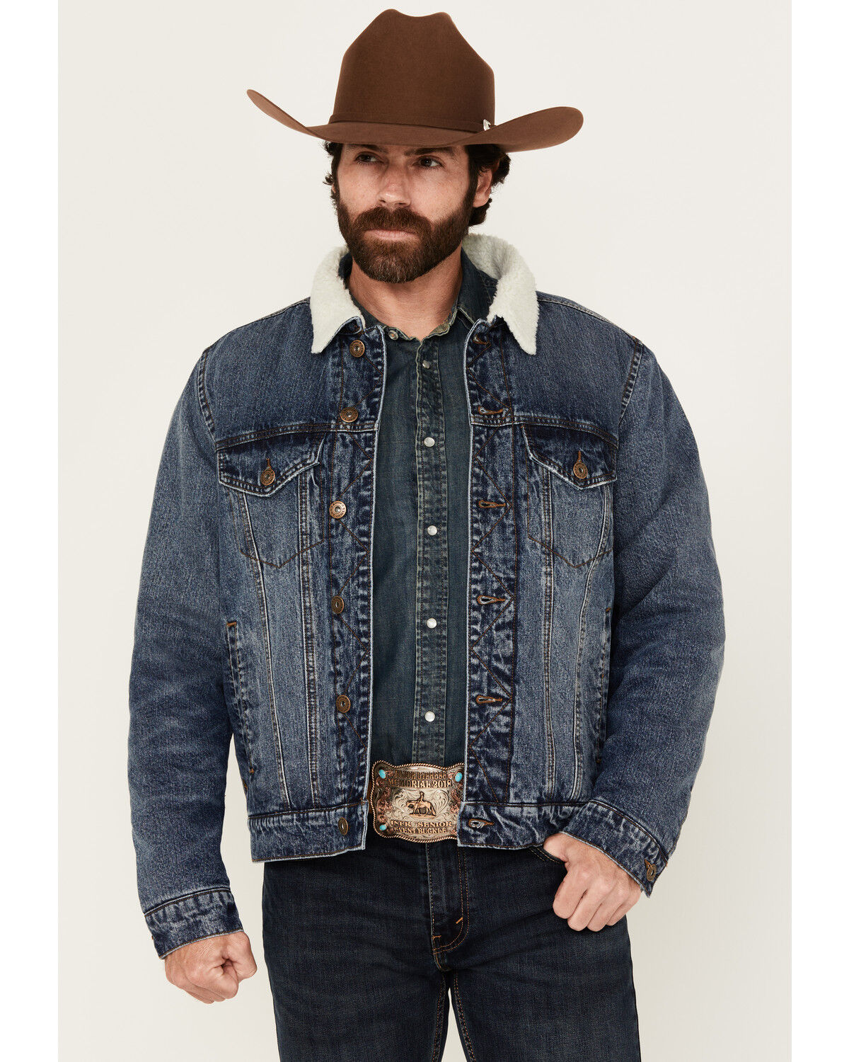 Cody James Men's Sherpa Lined Denim Jacket