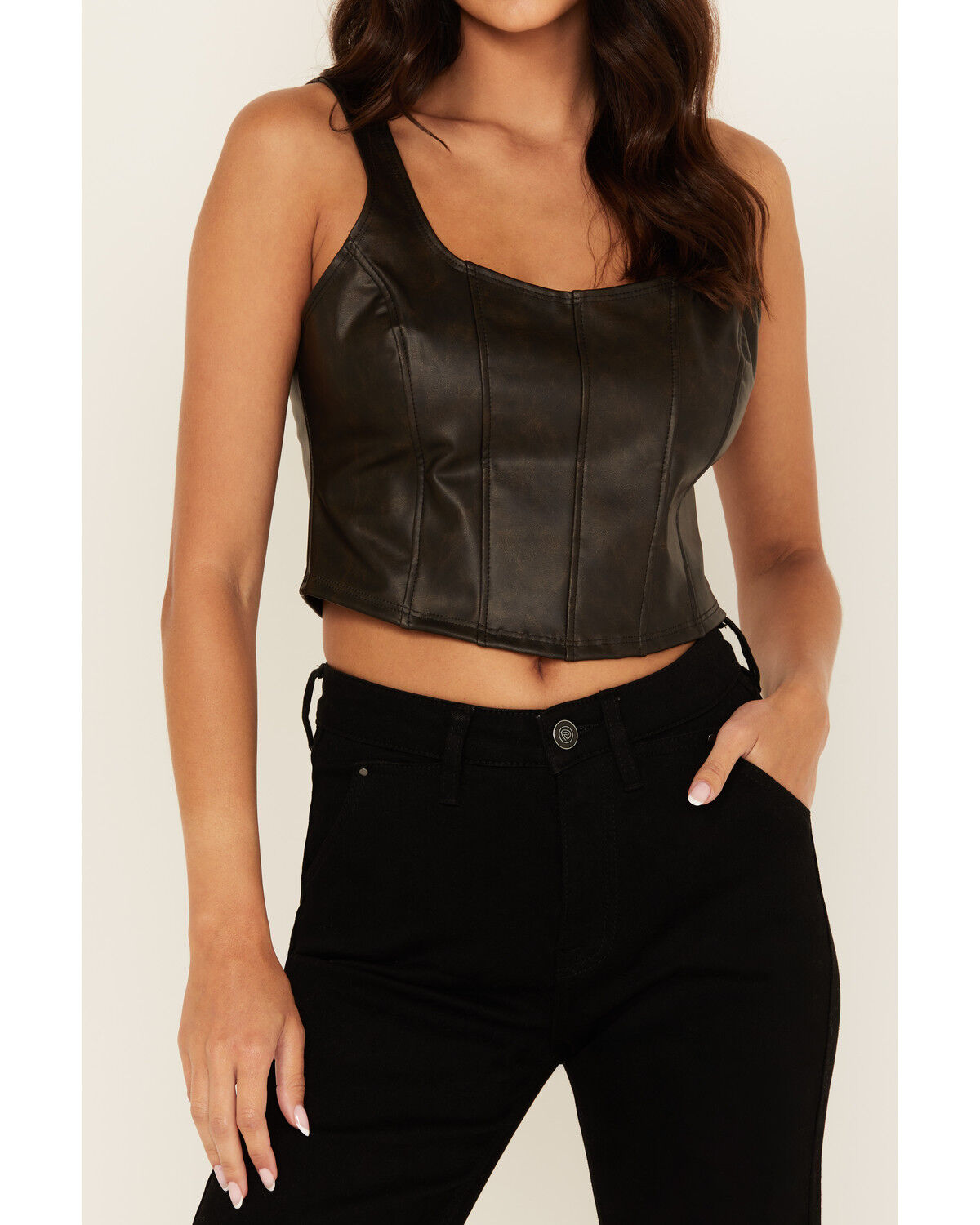 Originality Women's Faux Leather Corset Top