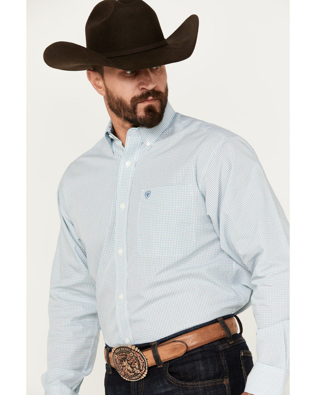 Ariat Men's Wrinkle Free Westley Plaid Print Button-Down Long Sleeve Western Shirt