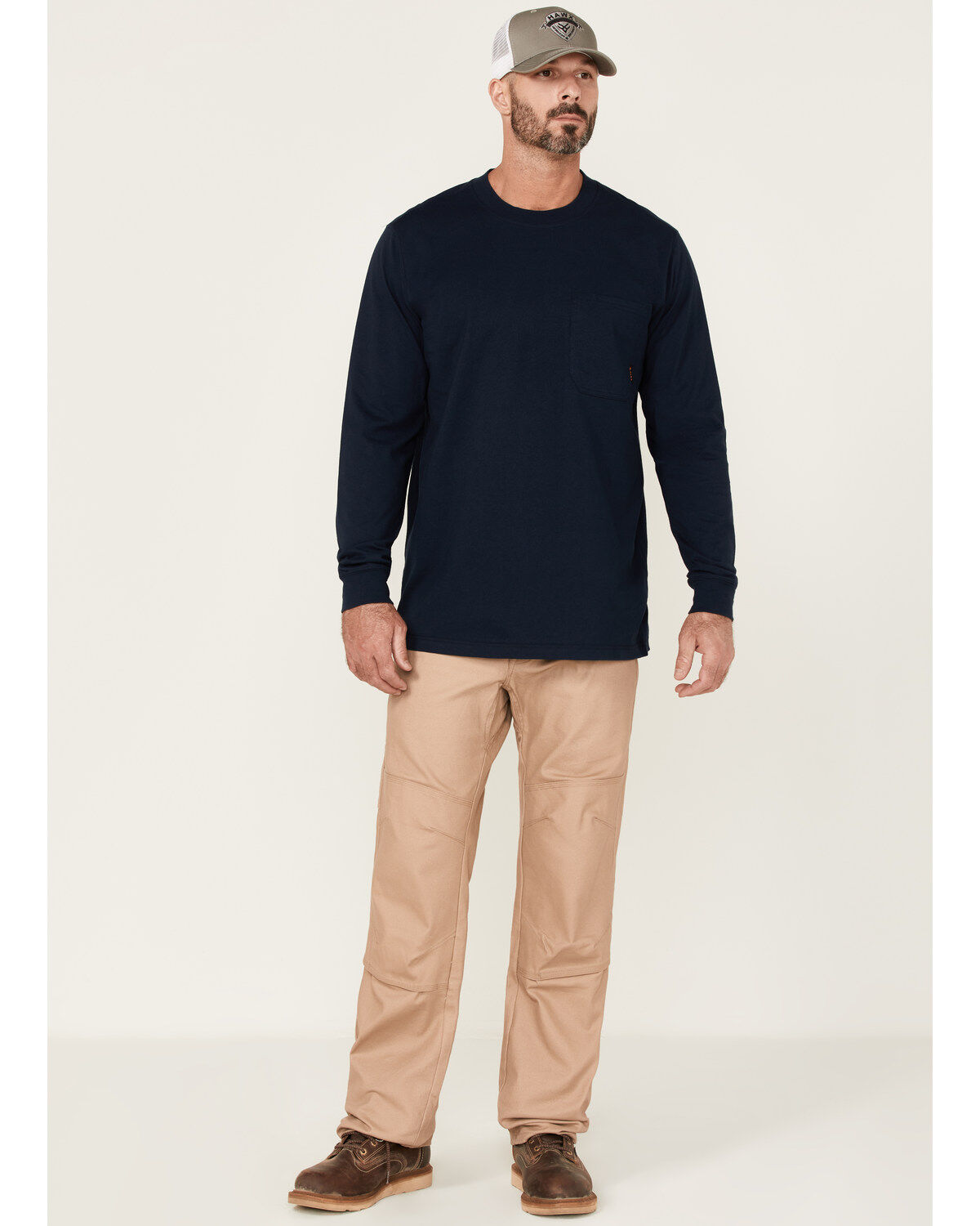 Hawx Men's Solid Navy Forge Long Sleeve Work Pocket T-Shirt