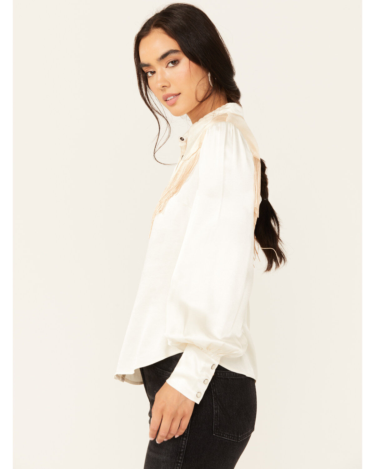 Shyanne Women's Color Block Western Fringe Blouse