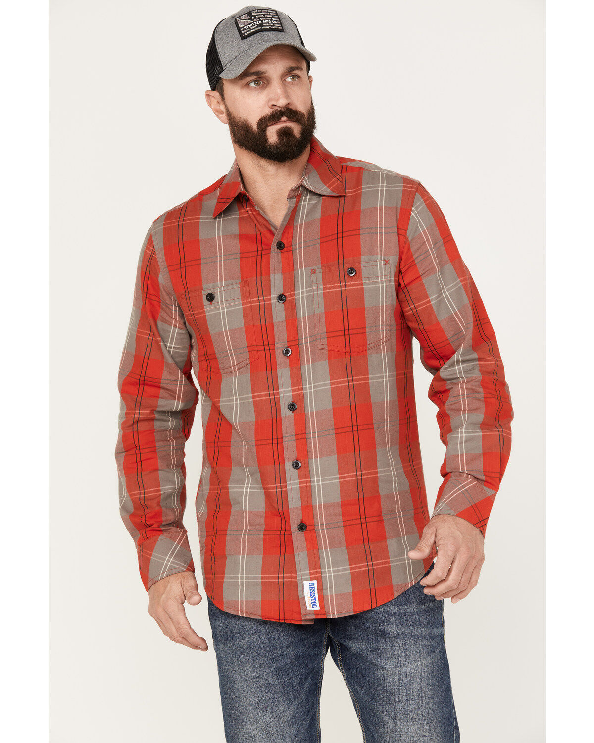 Resistol Men's Stratmoor Plaid Print Long Sleeve Button Down Western Shirt