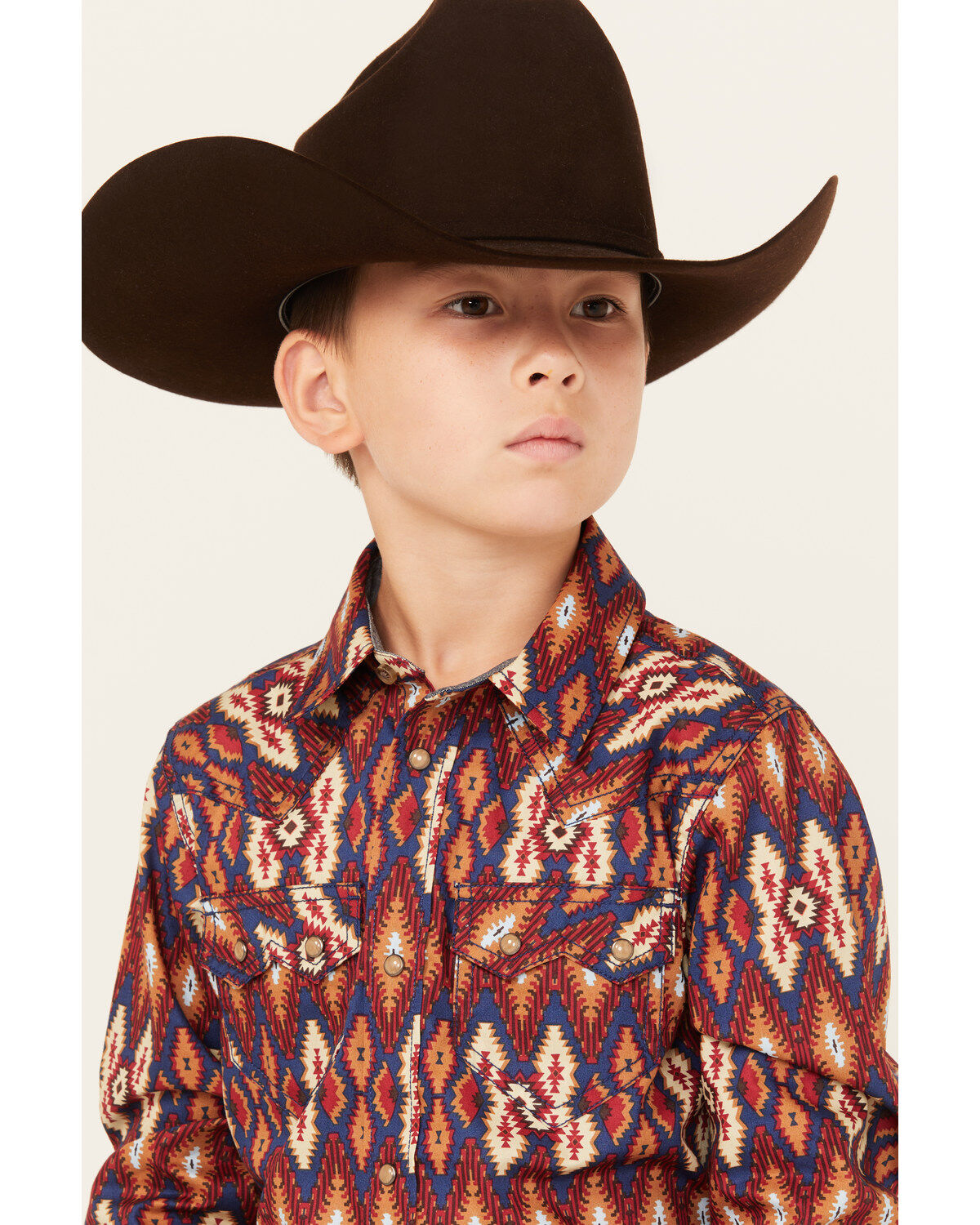 Cody James Boys' Sioux Falls Southwestern Print Long Sleeve Snap Western Shirt