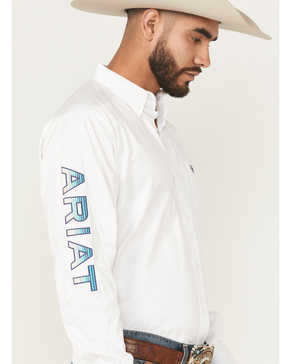 Ariat Men's Team Logo Solid Long Sleeve Button-Down Western Shirt - Big