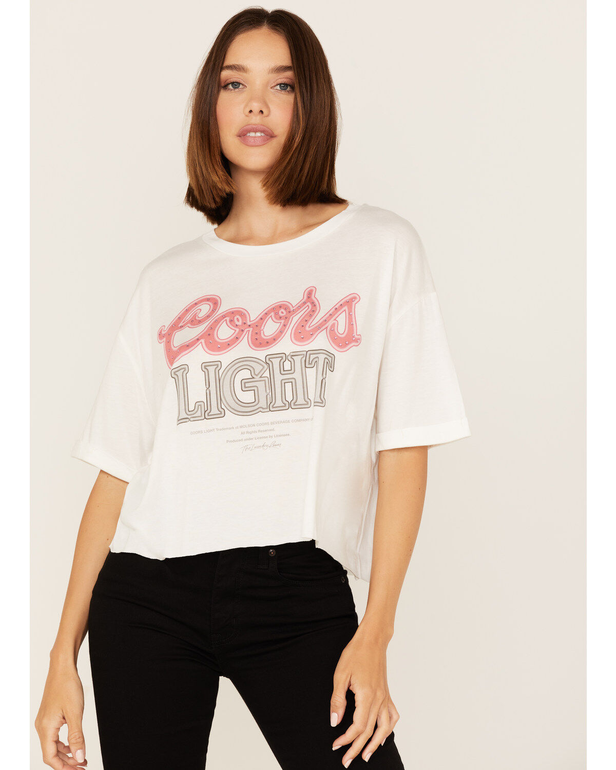 The Laundry Room Women's Coors Light Rhinestone Neon Light Graphic Tee