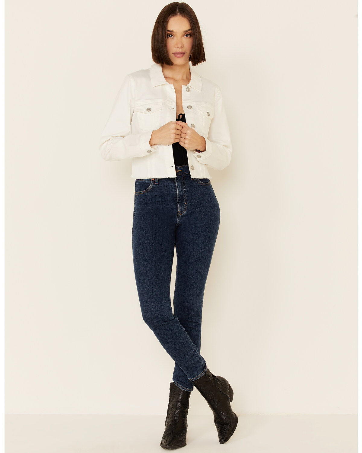 Shyanne Women's Crochet Back Button-Down Crop Jacket