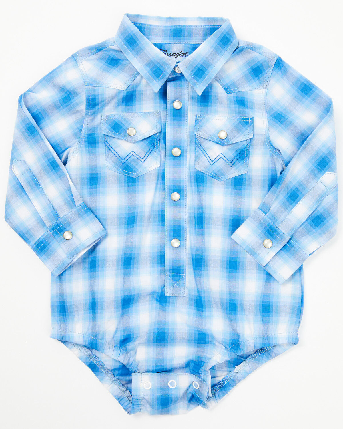 Wrangler Infant Boys' Plaid Print Long Sleeve Snap Onesie