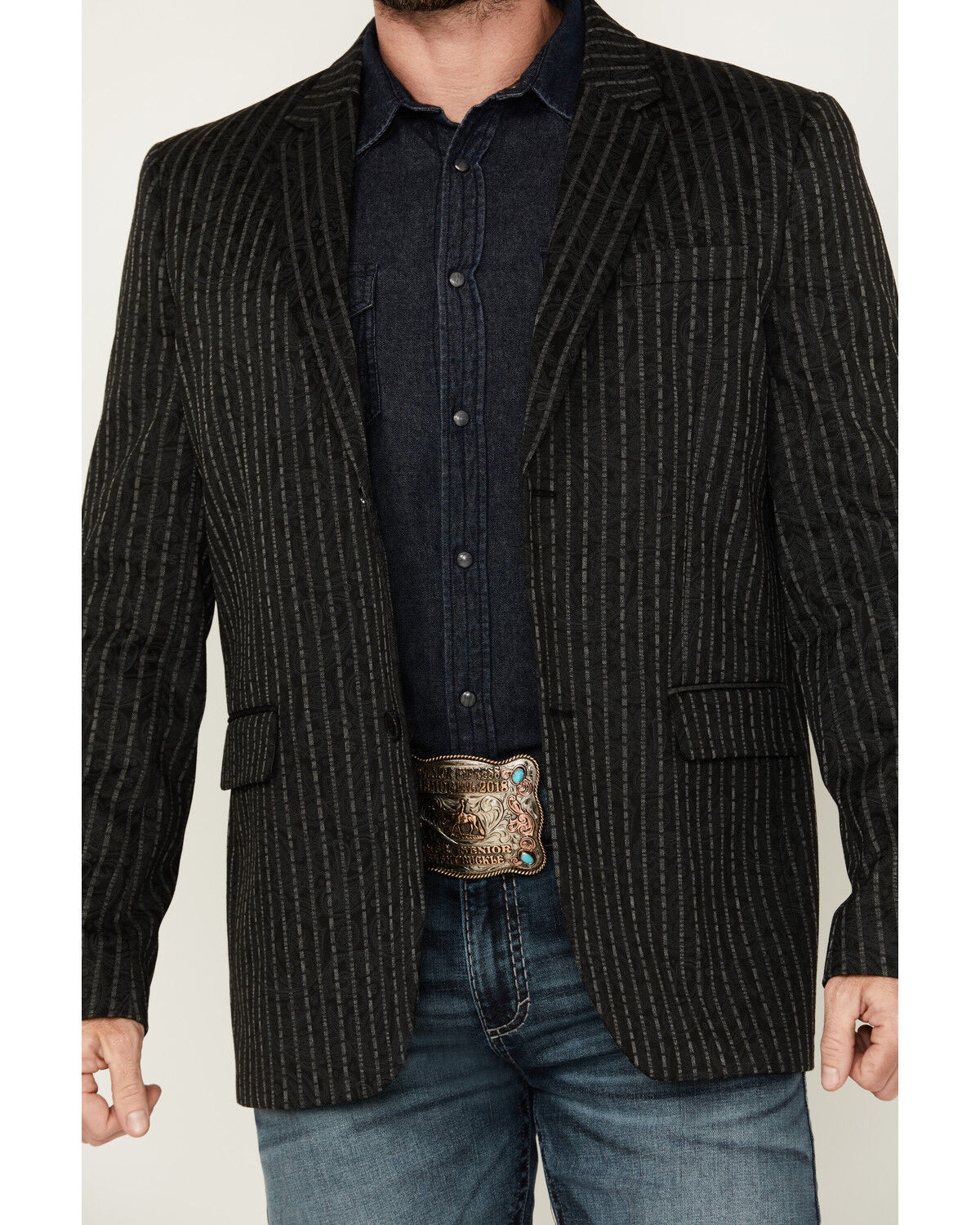 Rock & Roll Denim Men's Striped Paisley Print Sportcoat