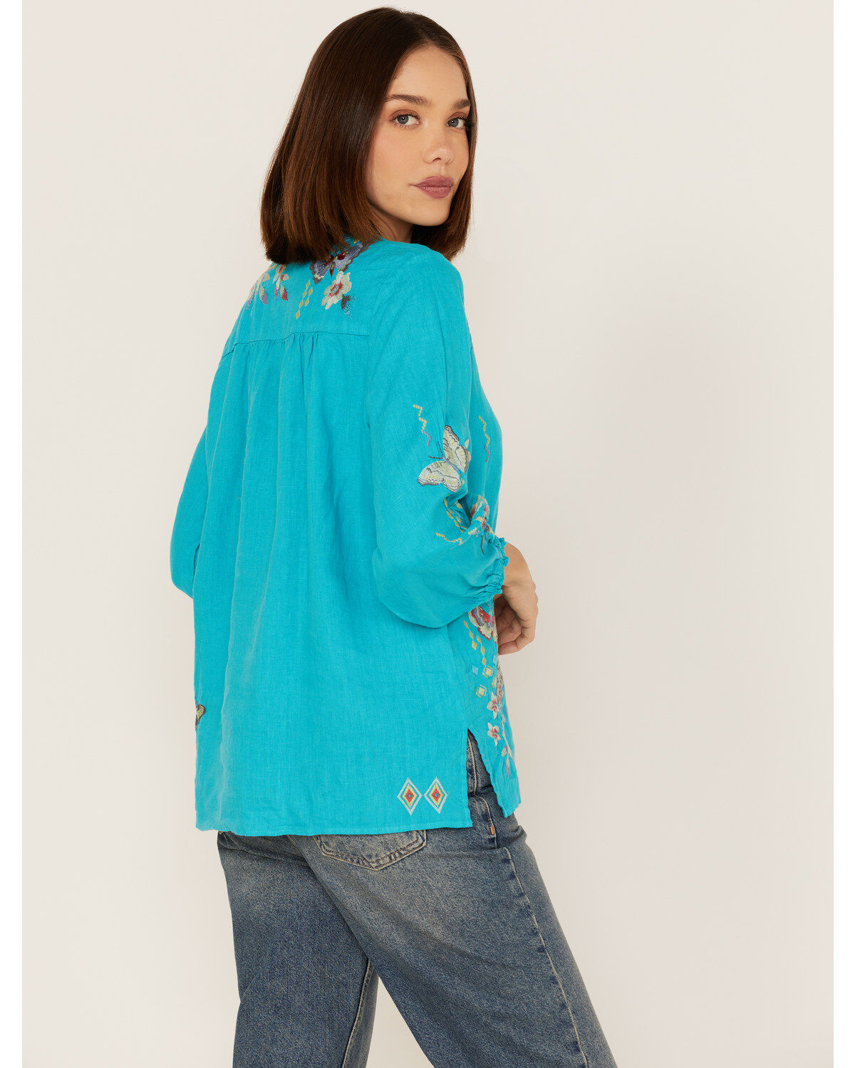 Johnny Was Women's Embroidered Mariposa Blouse
