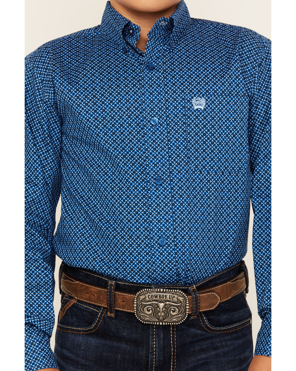 Cinch Boys' Geo Print Long Sleeve Button-Down Western Shirt