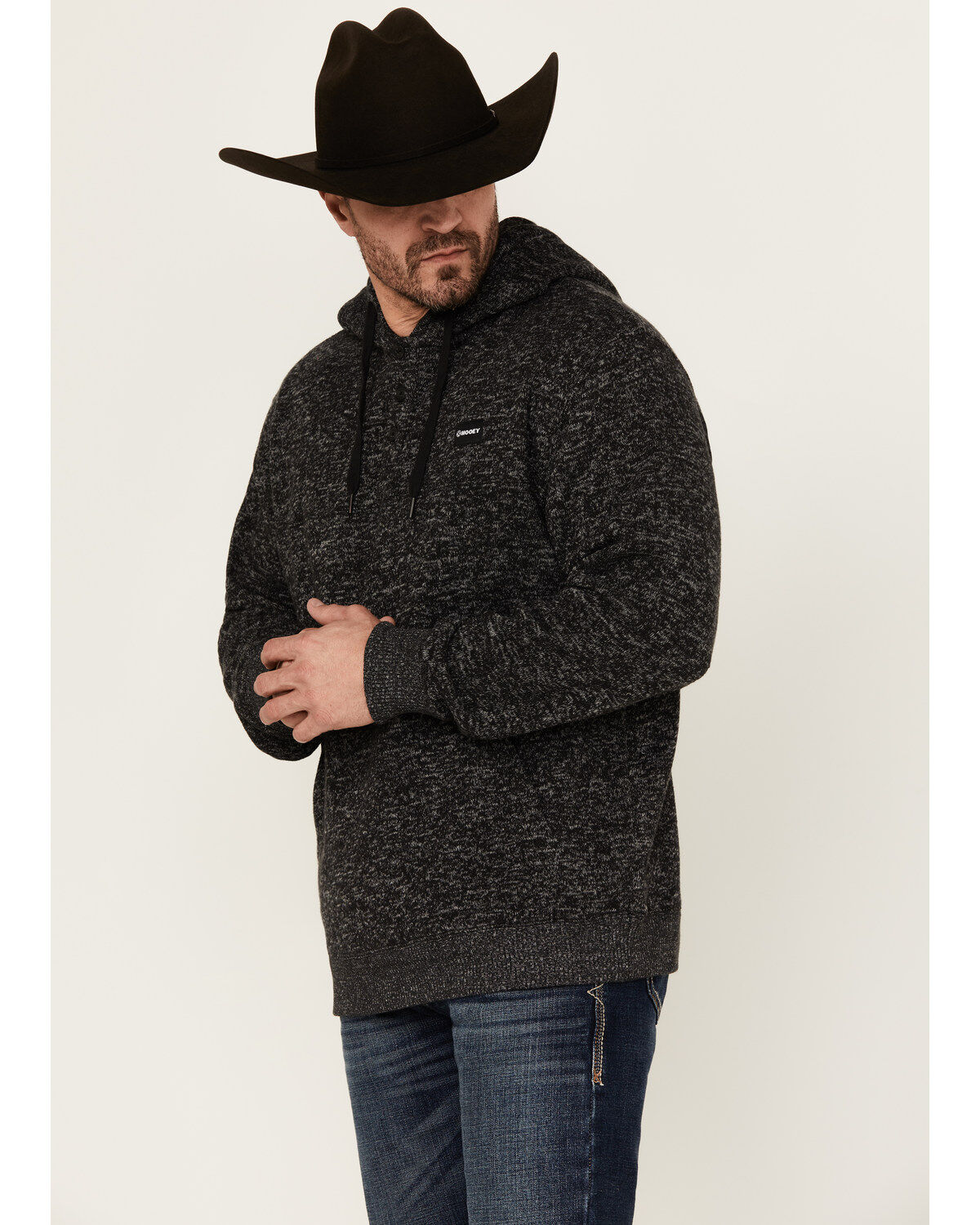 Hooey Men's Jimmy Speckled Henley Hooded Pullover