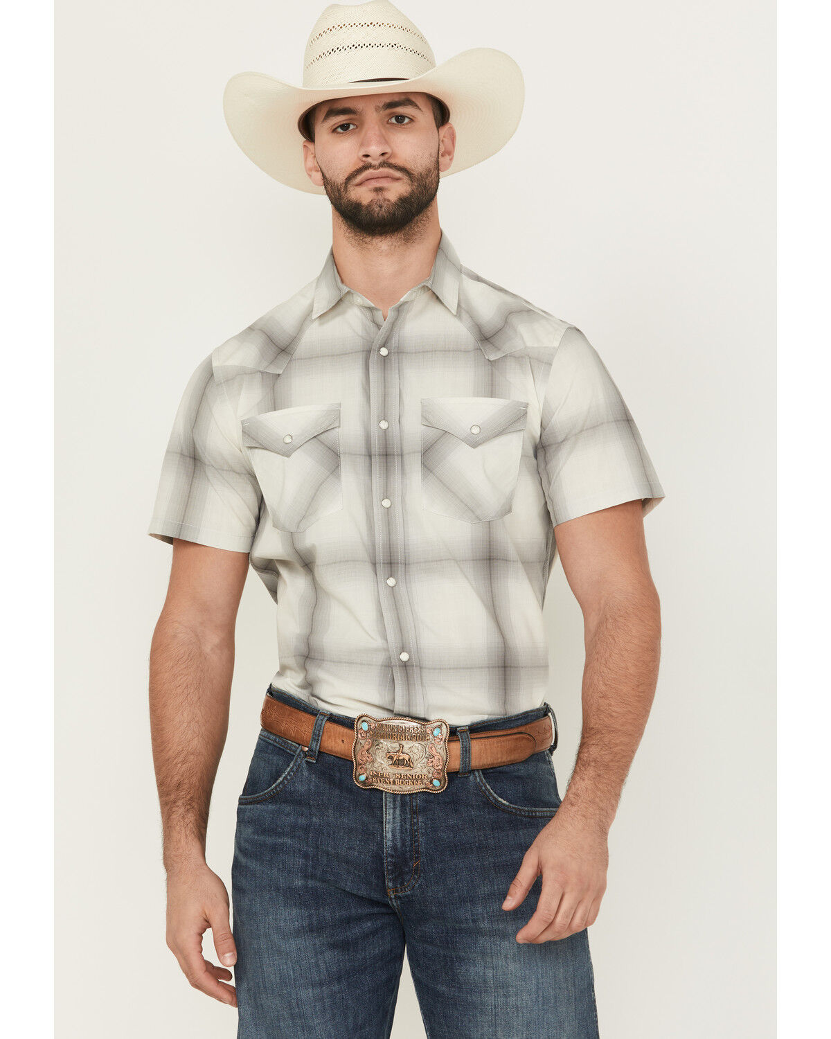 Pendleton Men's Frontier Plaid Print Short Sleeve Snap Western Shirt