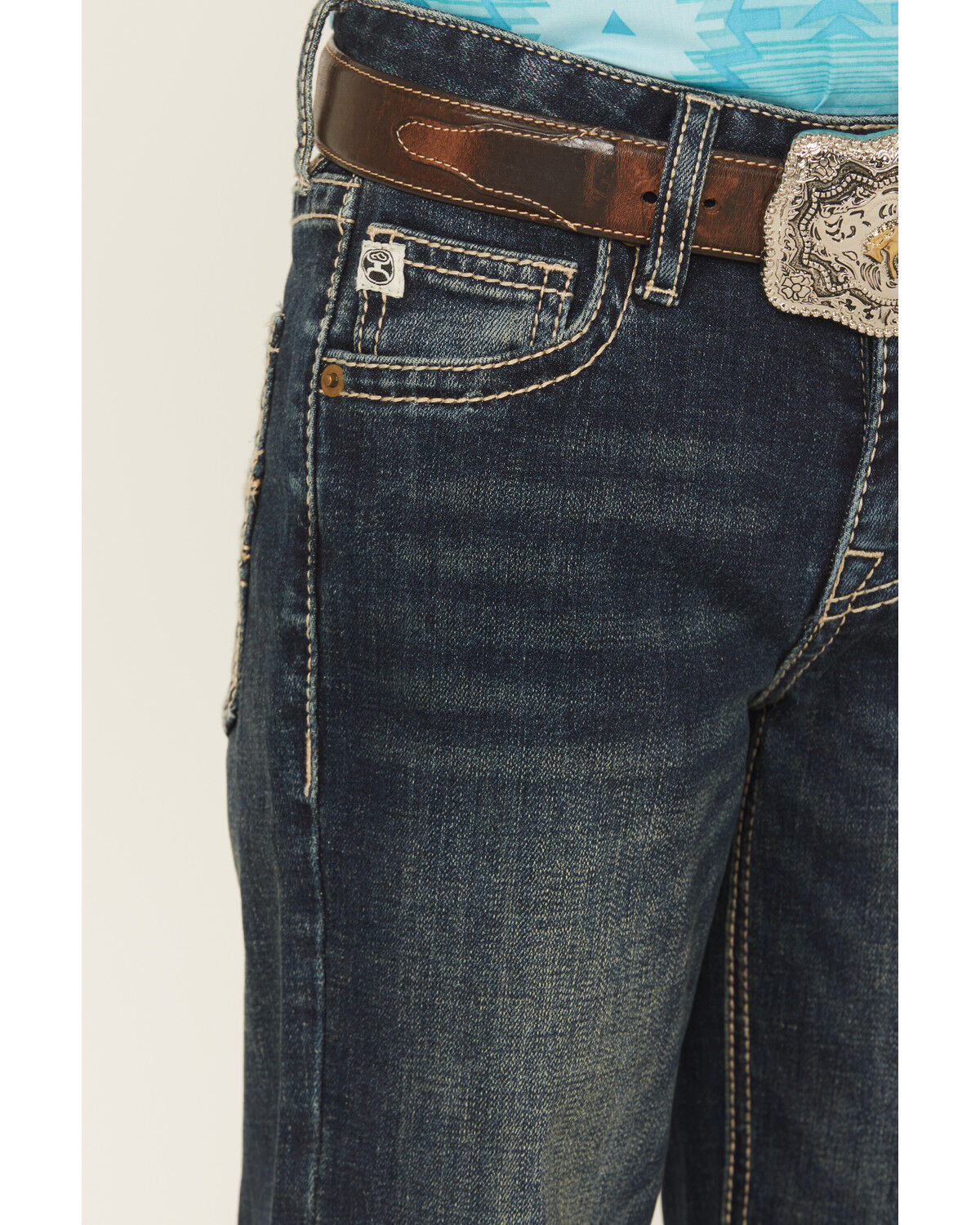 Hooey by Rock & Roll Denim Boys' Dark Wash Barbed Revolver Straight Stretch Denim Jeans