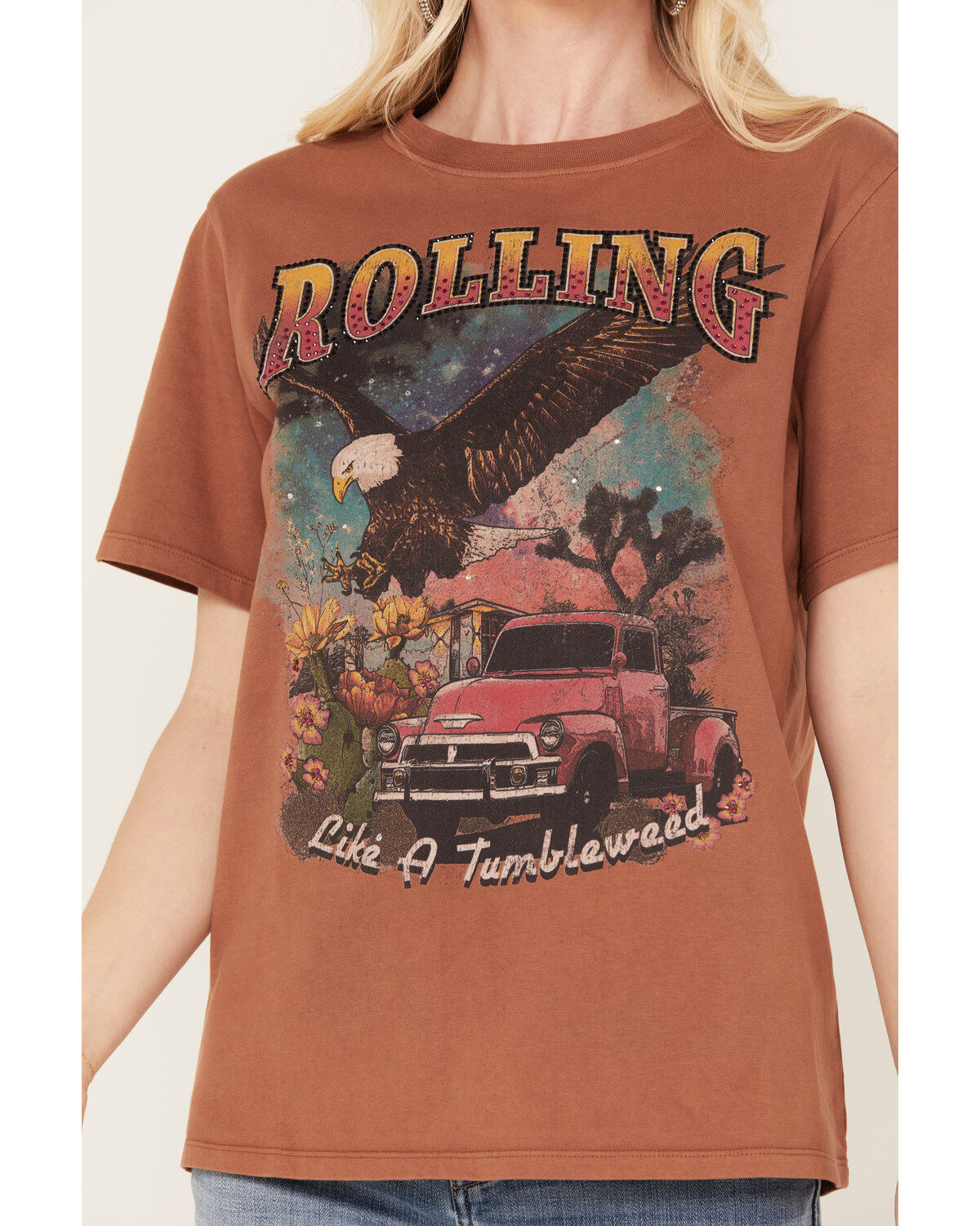 Idyllwind Women's Rhinestone Rolling Graphic Western Tee